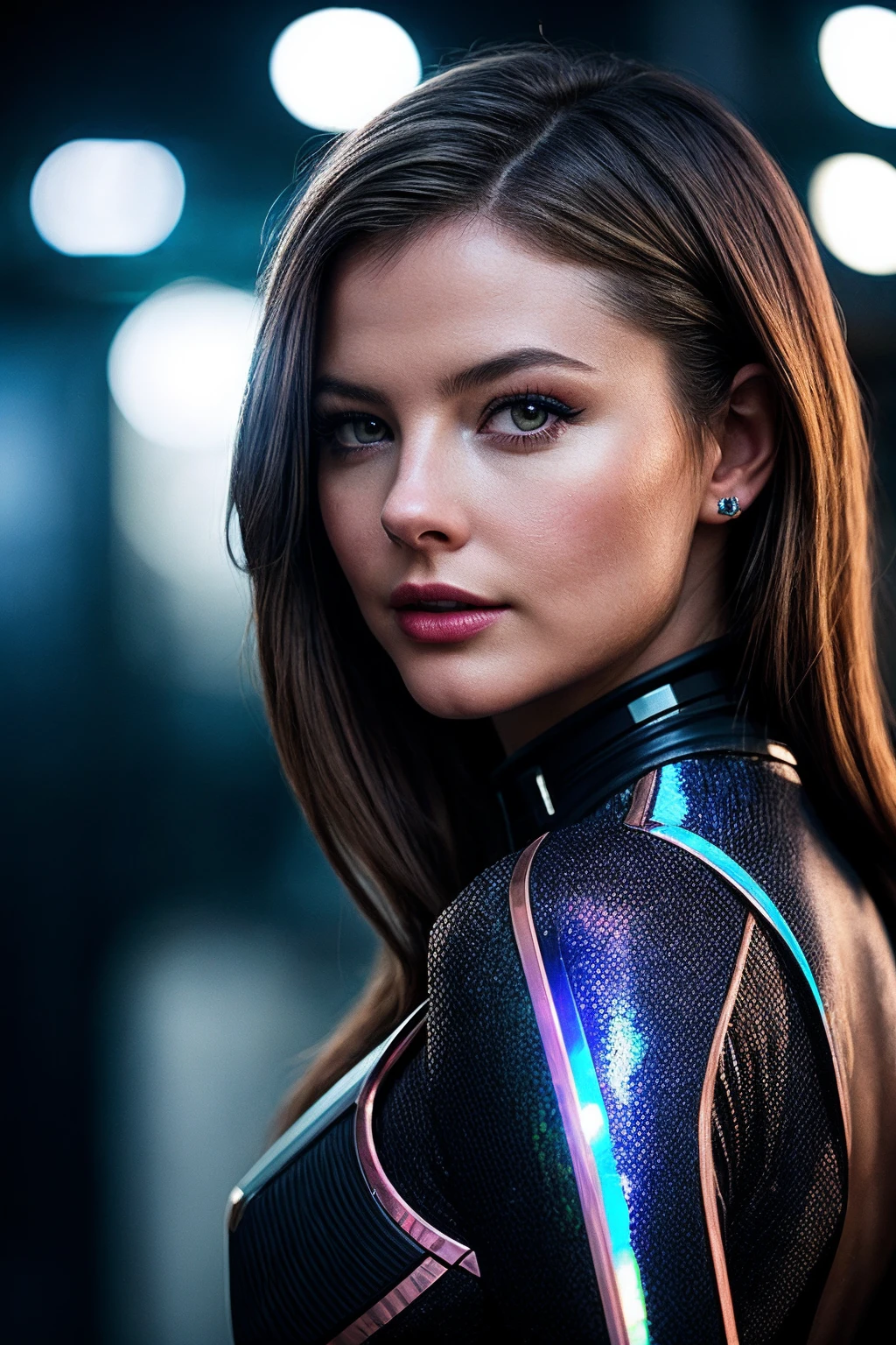 StefanieS_SoloTI_v1,
(A sleek and futuristic power suit, adorned with metallic accents and intricate patterns, for a commanding and intergalactic look:1.1), ((In a high-tech space station, with holographic displays and bustling alien species, amidst the hum of interstellar activity:1.2)), (seductive), photorealistic, masterpiece, high quality, artistic, unique, award winning photograph, professional, 8k, RAW photo, best quality,flattering, (cinematic:1.3),
<lora:add_detail:0.6> epiCPhoto, PA7_Portrait-MCU