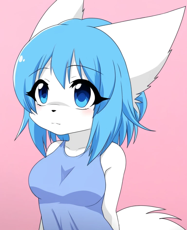 wolfychu, furry, furry female, blue hair, blue eyes,  <lora:Wolfychu_Pony-000009:1>