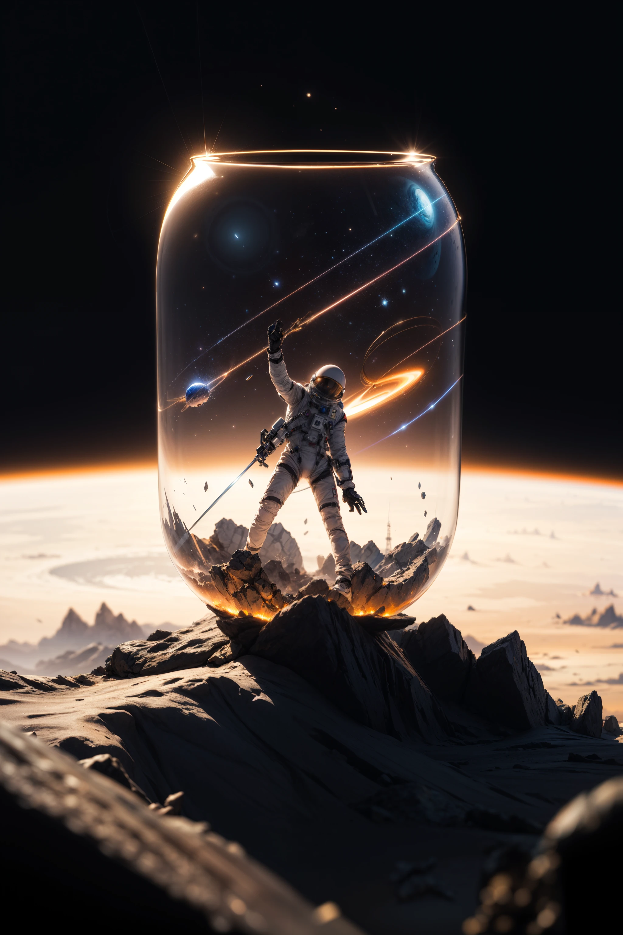abstract dream, space, intricate, grand scale, alone, insane detail, sharp focus, depth of field, realistic lighting, (realistic perspective), complex, (multiple subjects) <lora:General-Design\add_detail:0.7>