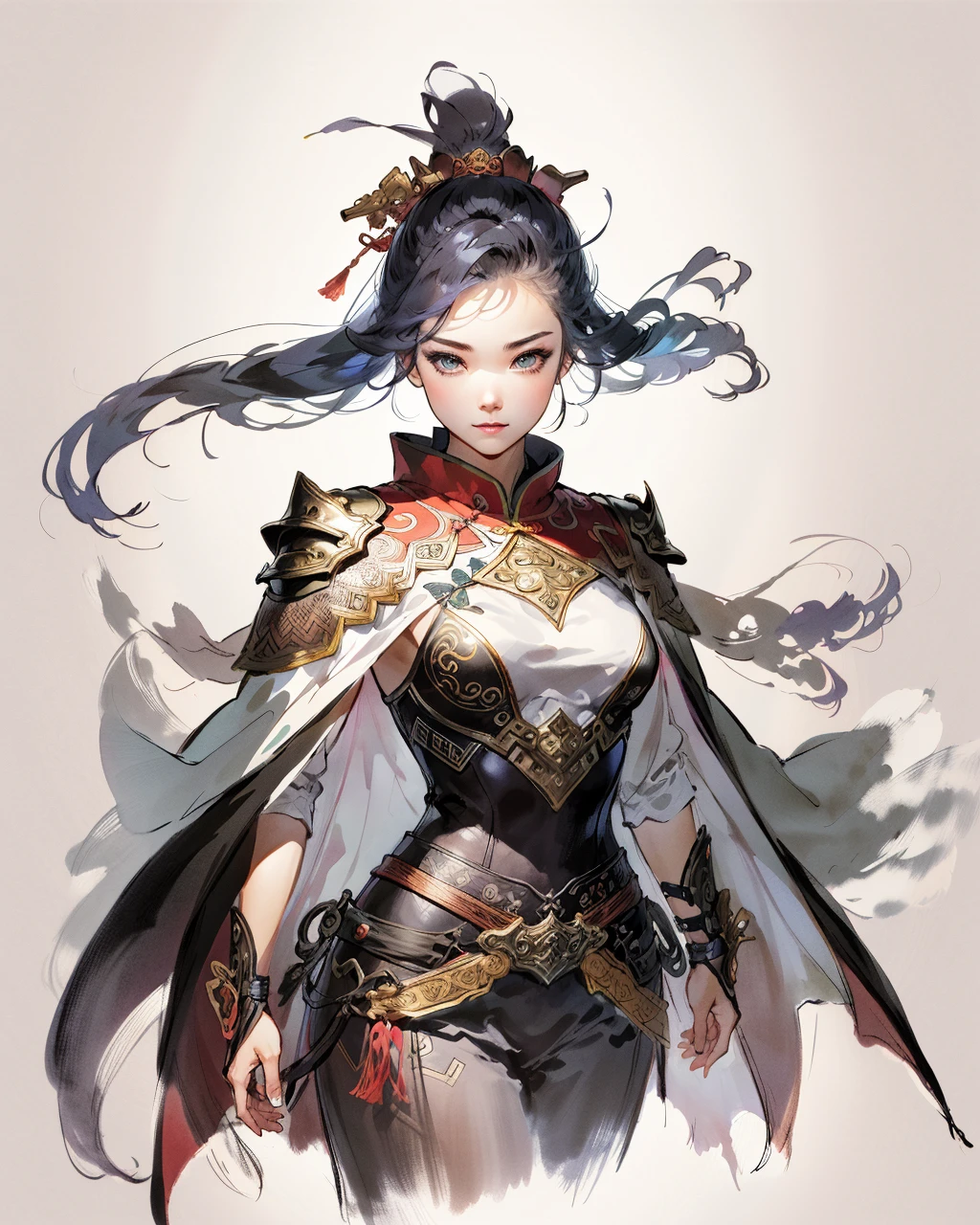 best quality,masterpiece,highly detailed,ultra-detailed, 
1girl, armor,chinese clothes,cloak,chinese ink painting
  <lora:Chen-Uen:1> é­å, chen-uen