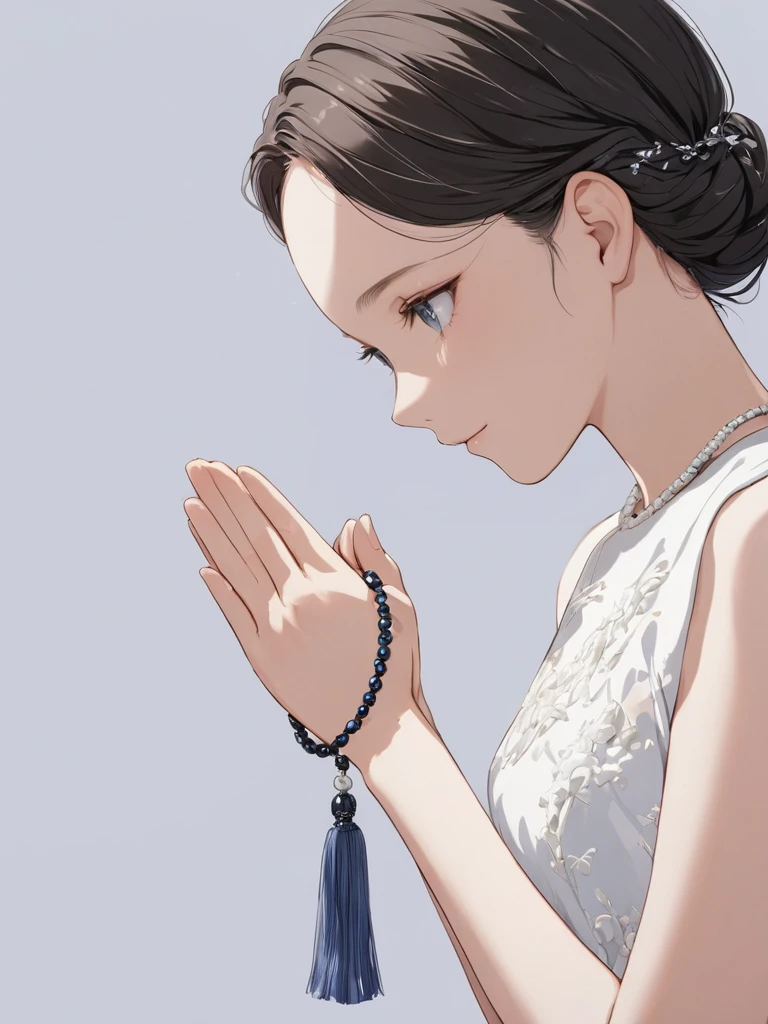 masterpiece,ultra-detailed,best quality,8K,illustration,cute face,clean skin ,shiny hair,girl,ultra-detailed-eyes,simple background, <lora:add-detail-xl:1> <lora:jyuzu_XL_V1.0:1> jyuzu, own hands together, holding, jewelry,squatting,thighs