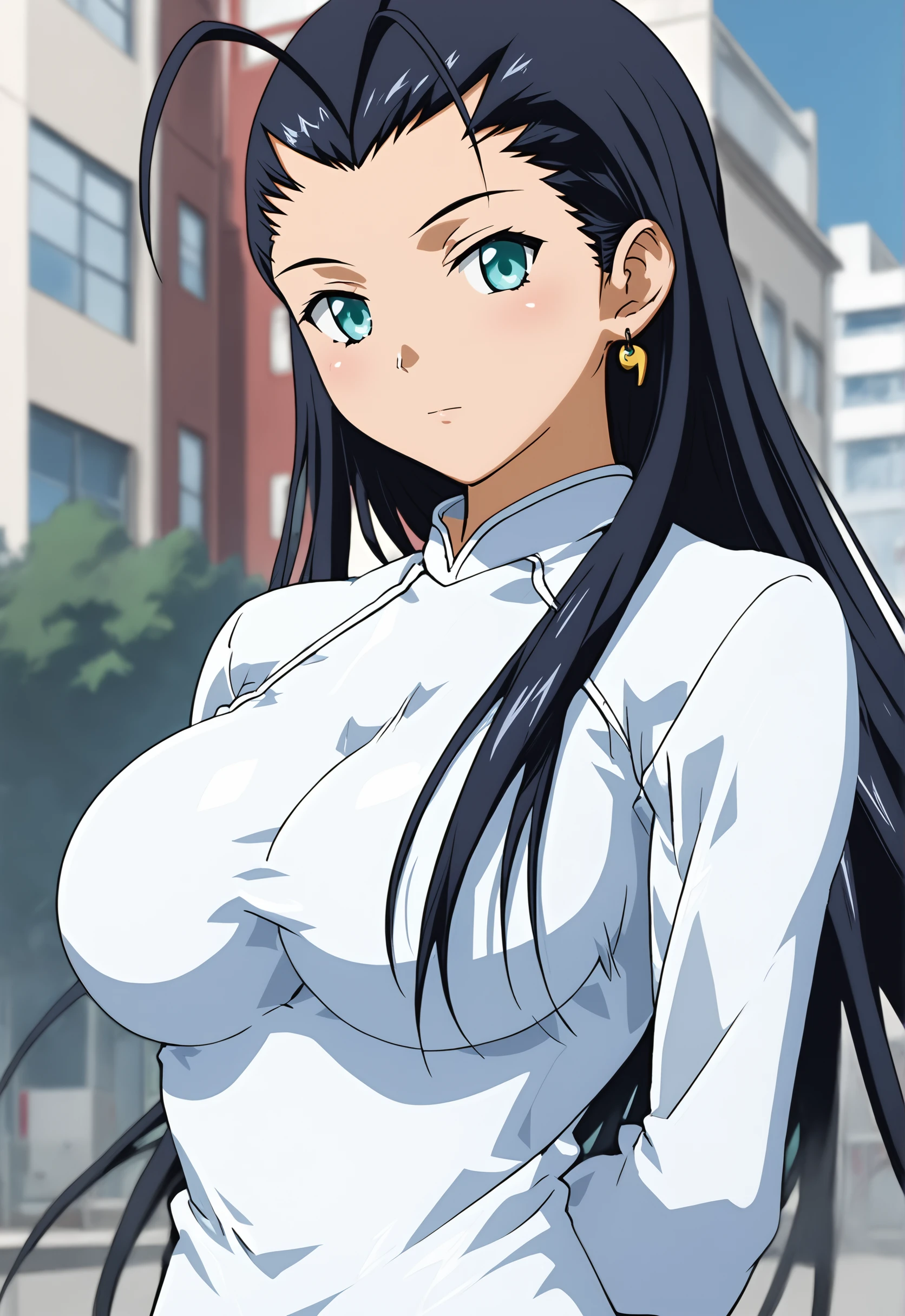 score_9, score_8_up, score_7_up, source_anime, 1girl, solo, outdoors, school,<lora:KakouenPony_V01:1> kakouenpony, long hair, black hair, aqua eyes, antenna hair, large breasts, sexy, glamor, white china dress, china dress, long sleeves, anime screencap, looking at viewer, upper body, closed mouth, expressionless, arms behind back, magatama earrings,
<lora:vivid_everclear:0.1> <lora:flat_sdxl:-0.4> <lora:Fixhands_anime_bdsqlsz_V1:1>