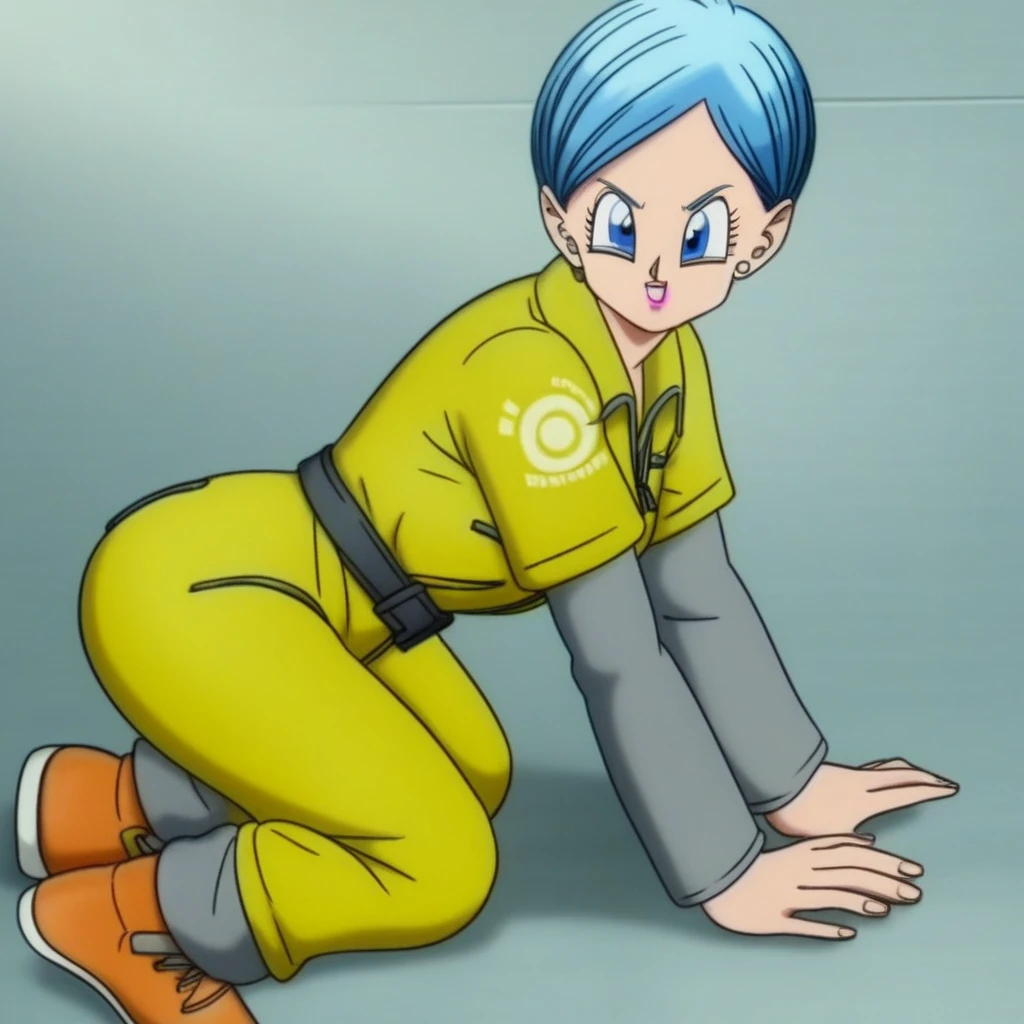 source_anime, score_9, score_8_up, score_7_up, anime screencap,8k, absurd res, 
bulma, 1girl, solo, blue eyes, blue hair, short hair, official style, Underwear, from above, kneeling, looking at viewer, open mouth, saliva, Long penis in mouth, black penis, foreign language, Looking at the penis, surprised, flaccid penis, surprised face
 