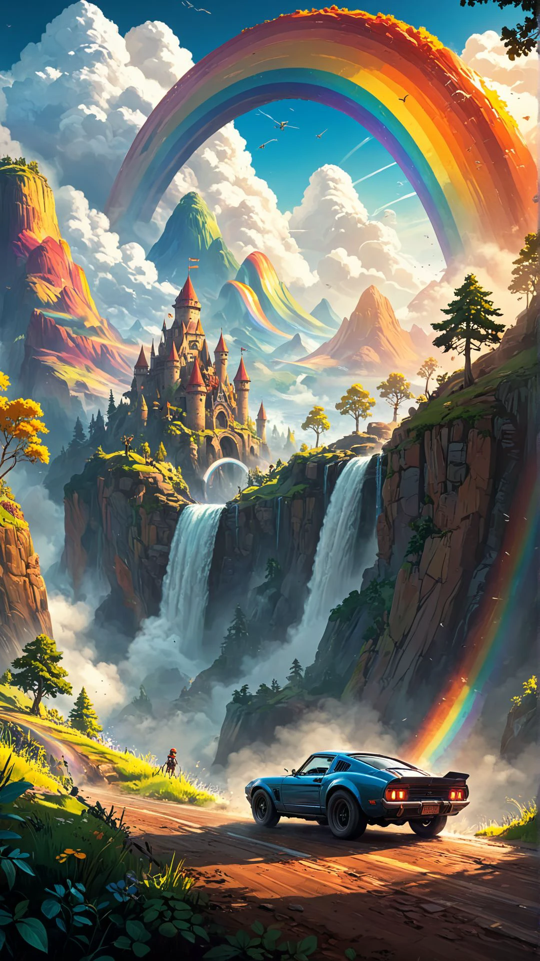 unique artstyle, amazing gaming poster, video game concept art, 2d game art, stylized by Jan Ditlev, concept art, landscape of a Timeless (Rainbow Ride:1.1) , Selective focus, <lora:MidjourneyV6.1:1>, midjourneyv6.1, 
 <lora:aidma-Image Upgrader-v0.1:0.45>