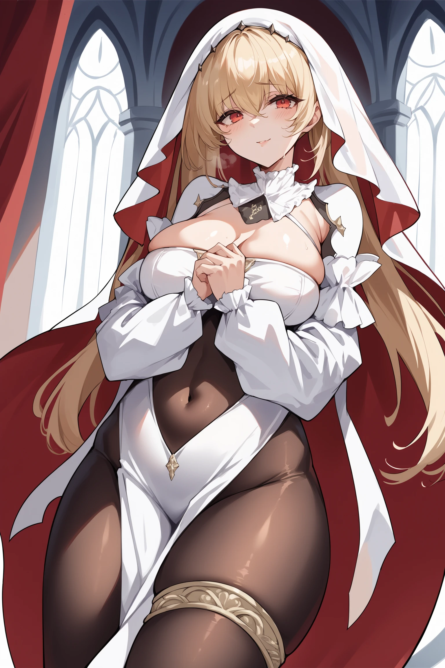 (score_9,score_8_up,score_7_up,),(Sword Maiden:1.2),Sword Maiden gi,,milf,blond hair,long hair,,mature female,1girl,big breasts,nude,, in stockings, large breasts,,,bondage, shibari, lying on back, black background,blindfold,solo,smile, blush,1boy,pov,missionary sex,vaginal, big penis, testicles, ,red ropes, legs up
