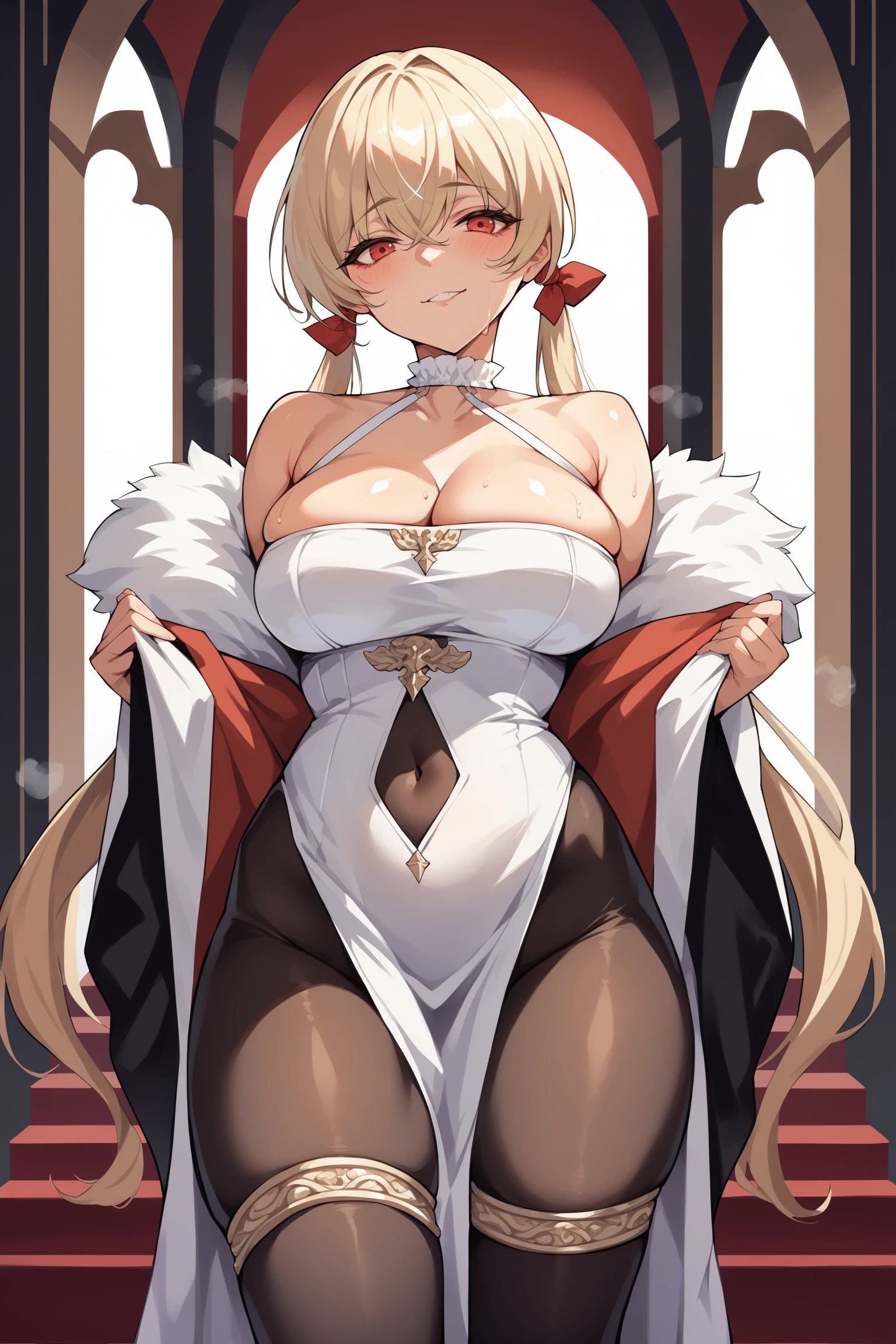 light smile,masterpiece, highest quality, 1 girl, looking at the viewer, blue eyes, ,Golden long hair、(masterpiece),(highest quality:1.0), (ultra high resolution:1.0), 8K, anime, masterpiece、provocative look　Fair skin　upper thigh、Highest quality detailed eye, ,sunny meadow background、Detailed、naked、shiny detailed nipples、very huge breasts、little hairy pussy、squatting down、longeyelashes, twin drills,from below,Pissing、Sex with dildo、Ahe face
