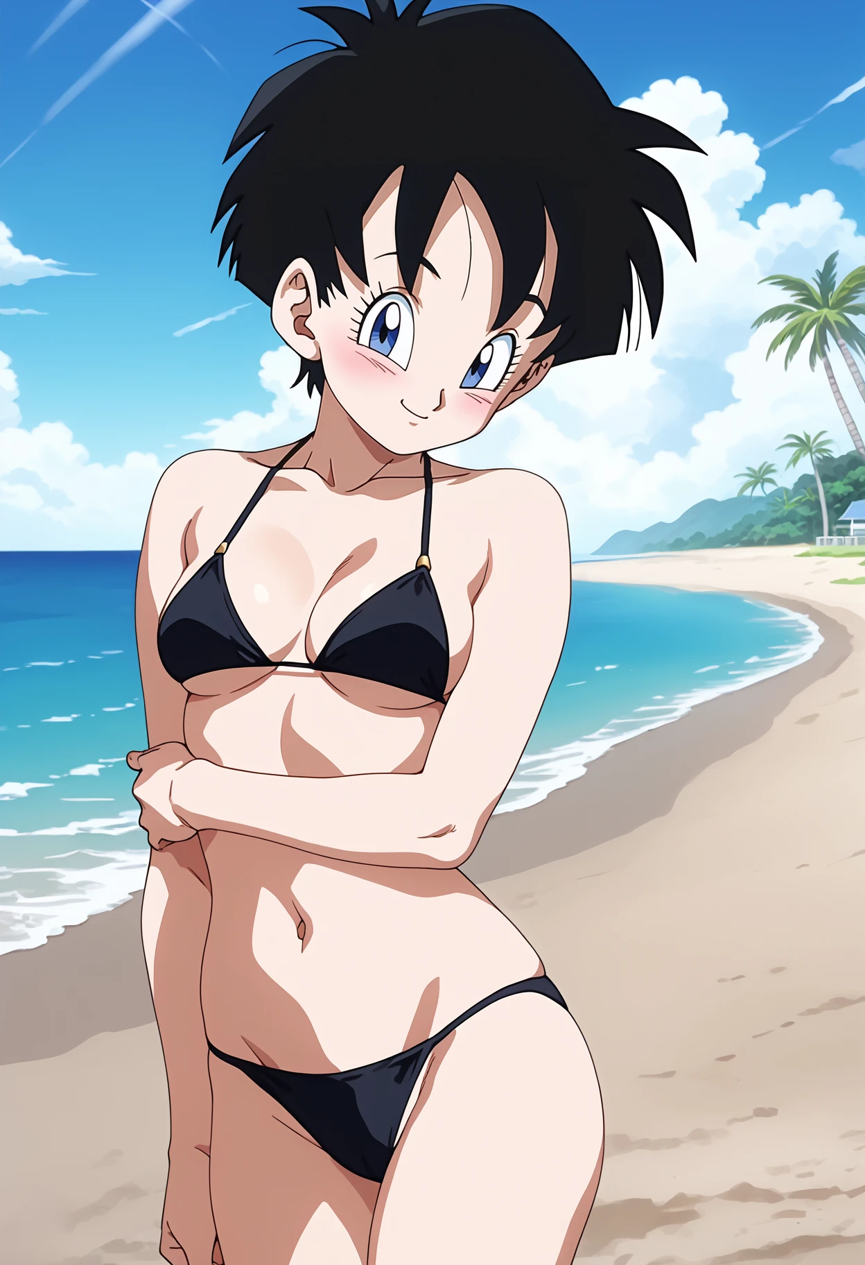 fountain_cheered up, score_9,score_8_above, score_7_above,  gineDb, cheered up screencap, 
1 girl, Alone, old, looking at the viewer, SMILE, short hair, Detailed nose, medium old, Closed mouth, aboveper body, retro artStyle, 1990s \(Style\), bottom, black eyes, hands above, eyelashes, hands above, half closed eyes, happy, spiky hair, Eyebrows, v-shaped Eyebrows, medium tits, medium ass, sexy, tits, Wide hips, sexy bikini, vagina, whole body, monkey&#39;s tail, pechos medianos
 