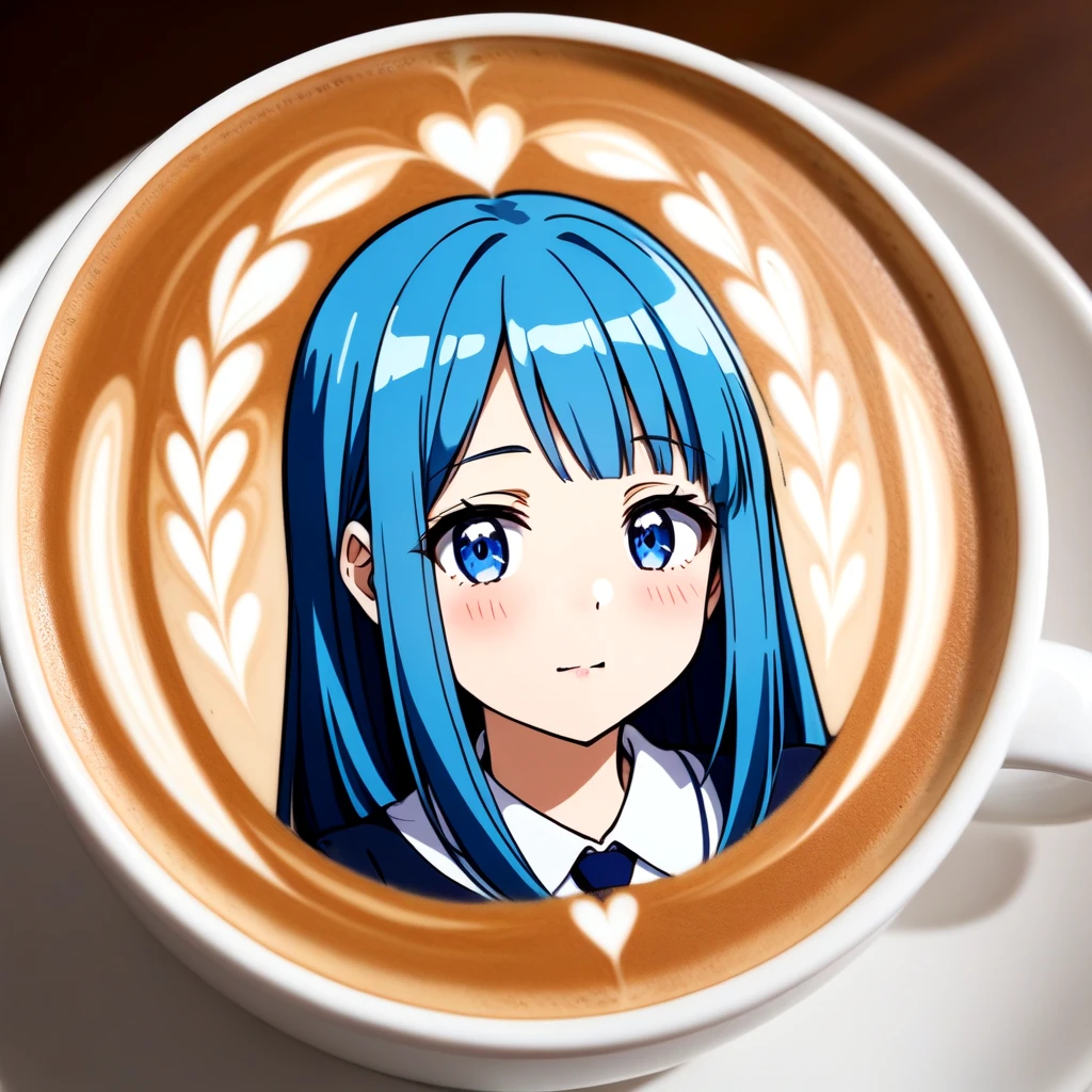 <lora:latte_art_SDXL_v1:0.3>, 1girl, latte art, blue hair