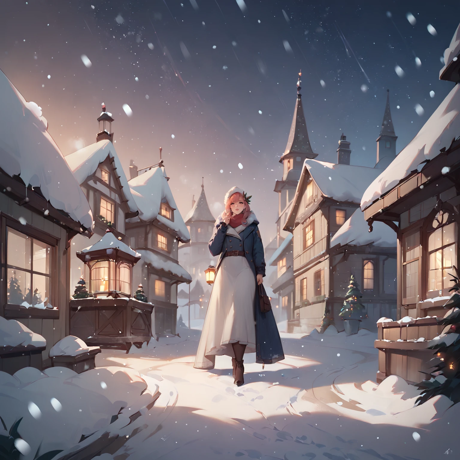 1girl, snow, snowing, town, night, <lora:Snowbound-Pony:1>, snowbound, BREAK score_9, score_8_up, score_7_up, best quality, masterpiece, 4k, prefect lighting, very aesthetic, zPDXL2