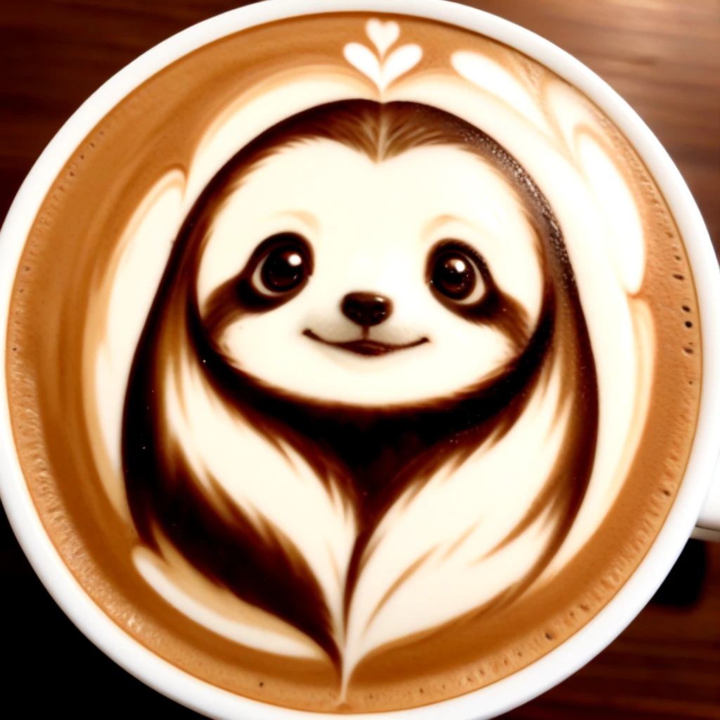 <lora:latte_art_SDXL_v1:0.3>, sloth, latte art, sepia