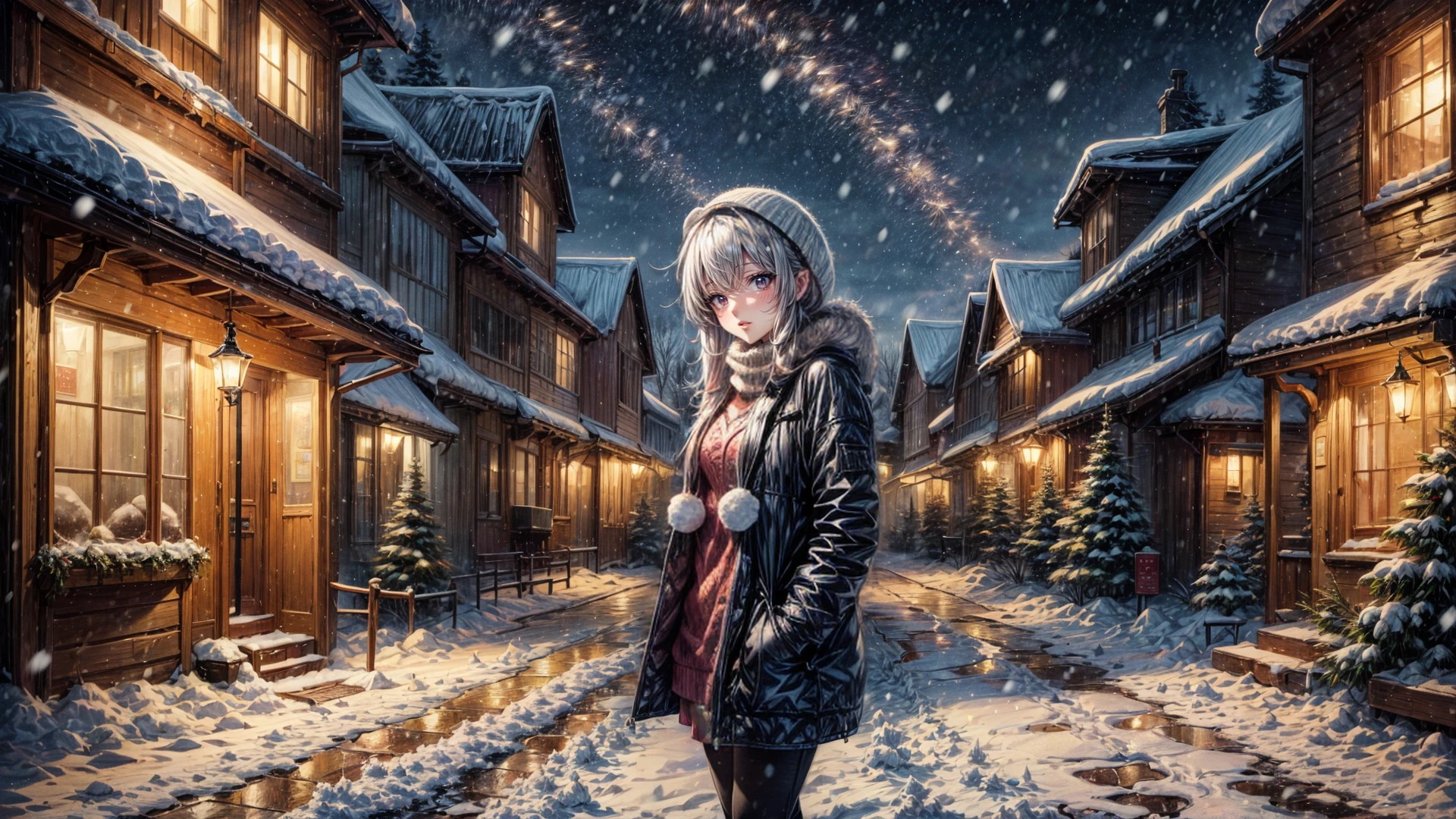 anime artwork 1girl, snow, snowing, night, town, winter clothes, <lora:snowbound_1:0.7>, snowbound, very detailed, <lora:more_details:0.6>, high quality, highres, masterpiece, best quality, 8k, intricate, detailed, <lora:add_detail:0.6> . anime style, key visual, vibrant, studio anime,  highly detailed