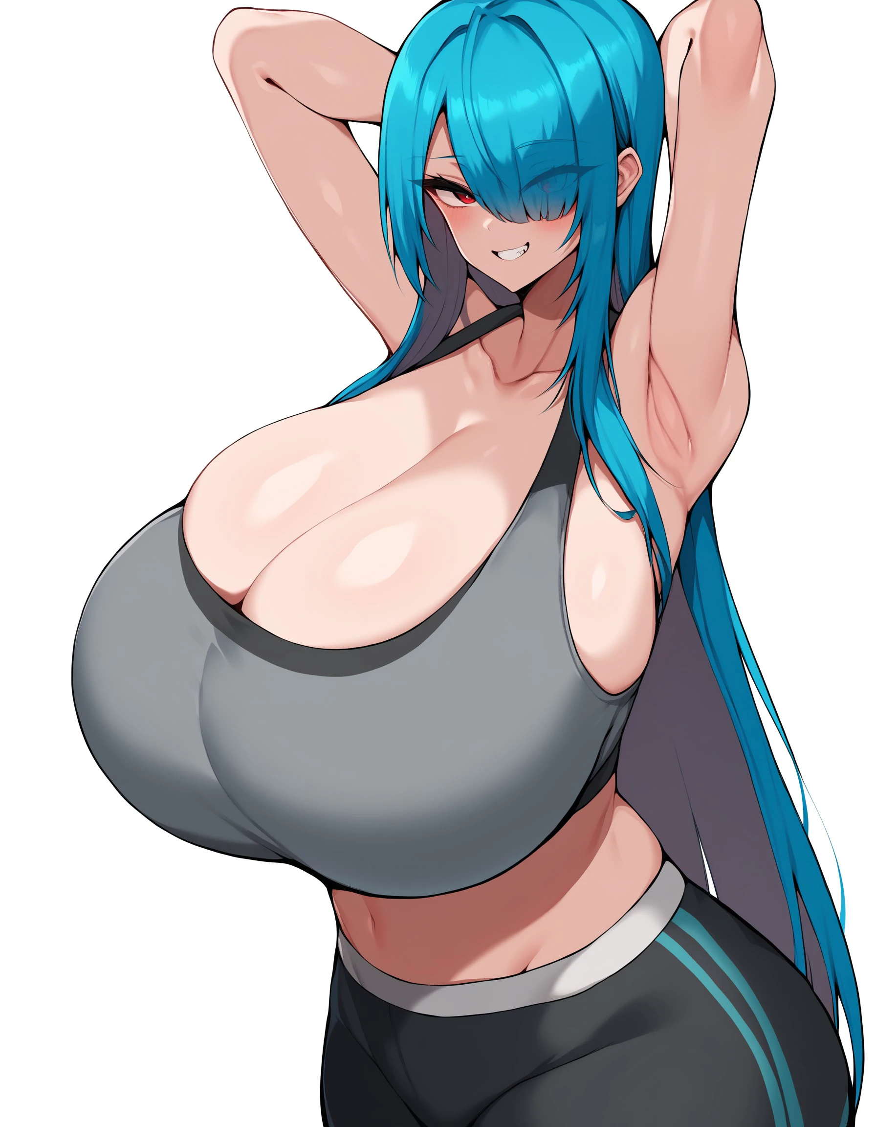 masterpiece, high quality, detailed eyes,
1girl, (hatsune miku:1.1), aqua hair, aqua eyes, ( huge breasts:1.0), glistened skin ,tall, leggy,long legs,dark skin,oiled skin, shiny skin, navel, erect nipple, cleft of venus, huge areolas, nude,