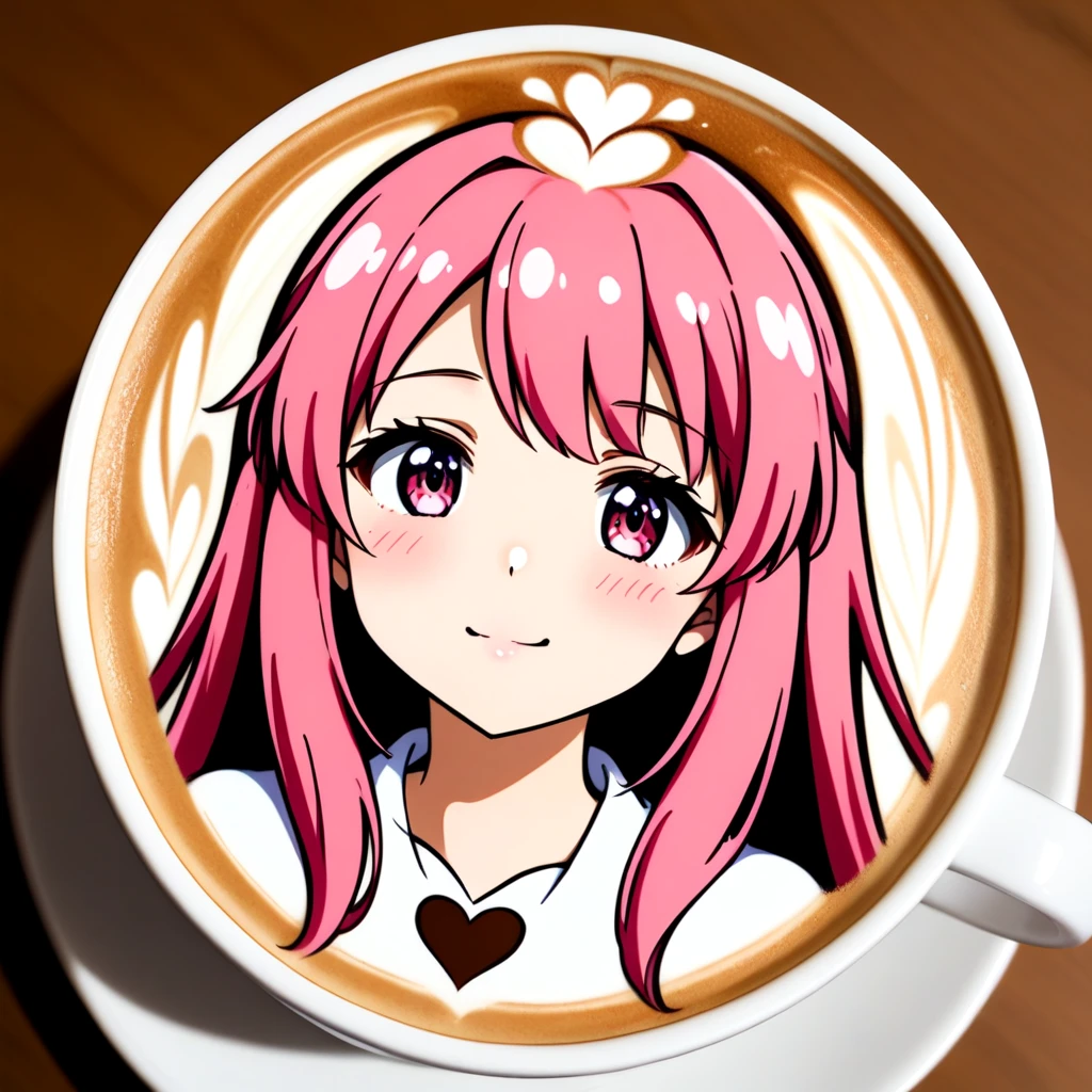 <lora:latte_art_SDXL_v1:0.3>, 1girl, latte art, pink hair