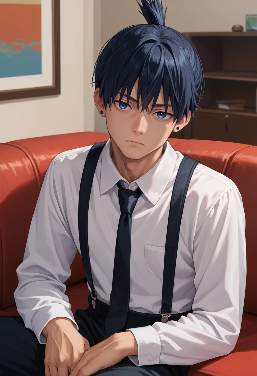 score_9, score_8_up, score_7_up, source_anime, solo, male focus, 1boy, hayakawa aki, expressionless, looking at you, sitting, couch, black hair, topknot, blue eyes, long sleeves, white shirt, collared shirt, suspenders, black necktie, black pants, stud earrings, indoors, living room
<segment:yolo-face_yolov8m.pt,0.4,0.5>