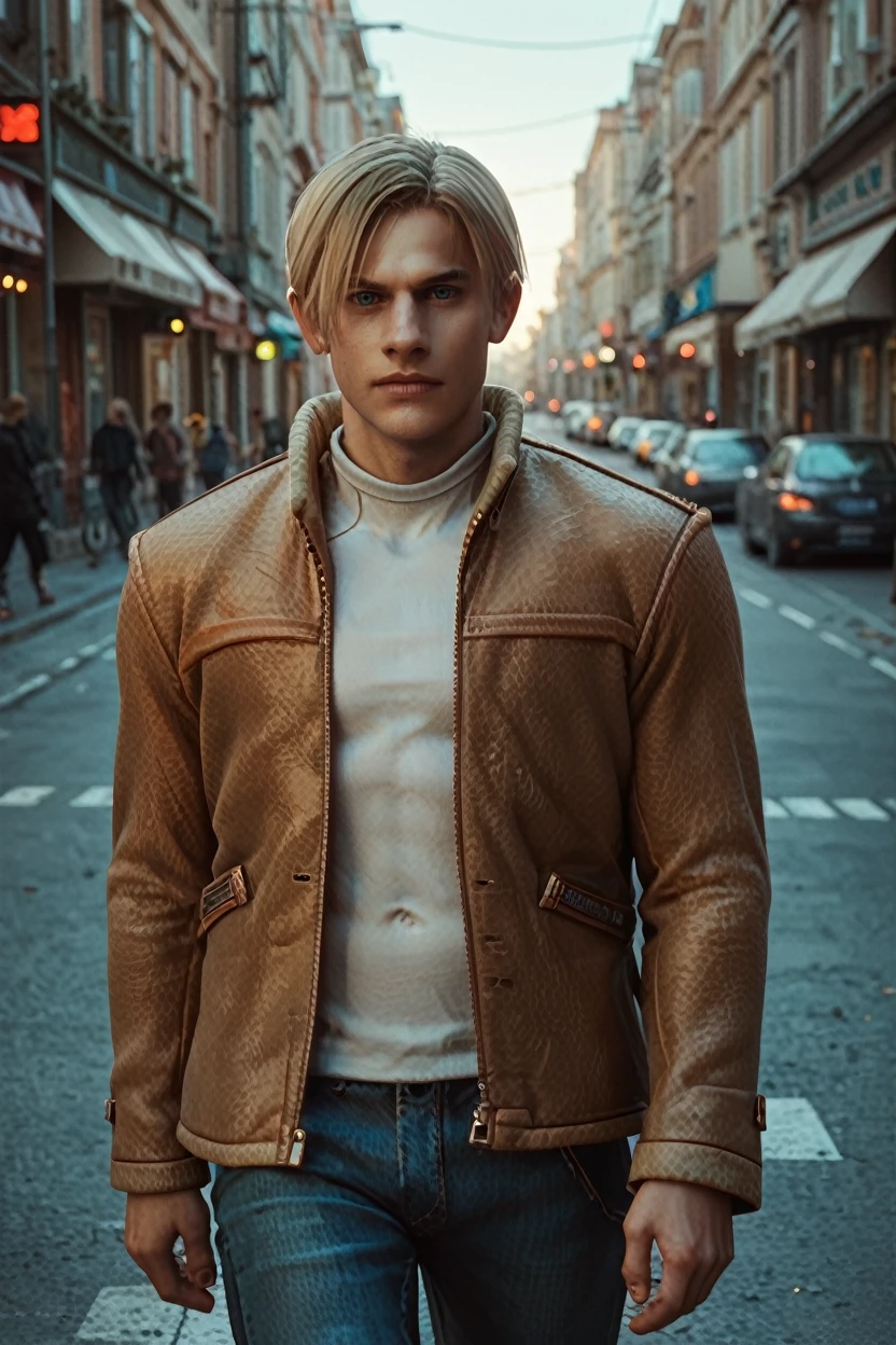 score_9, score_8_up, score_7_up, score_6_up
<lora:RE4Leon:1.0>
RE4Leon, 1boy, blonde hair, looking at viewer, walking down a busy urban street, exuding charisma