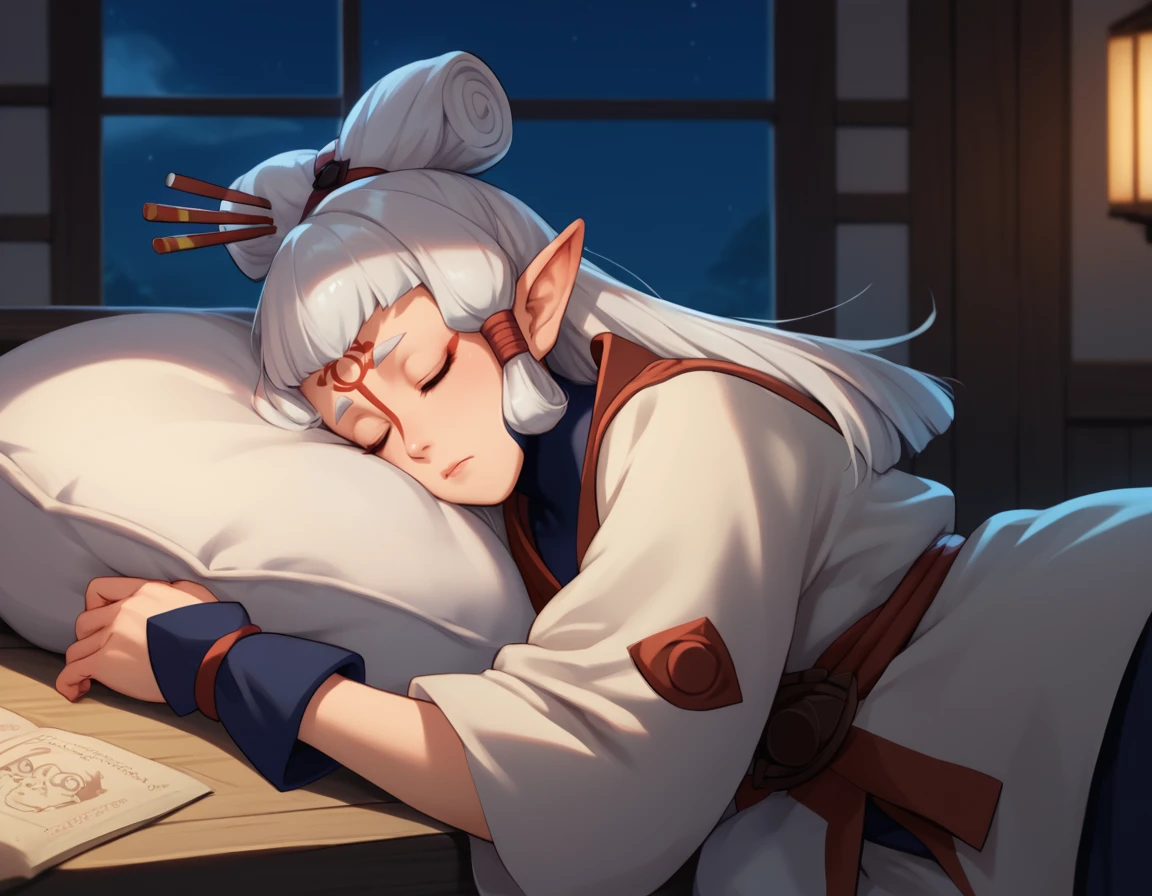 <lora:Paya (Zelda):1>, paya (zelda), sheikah, sleeping, dark, night,, score_9, score_8_up, score_7_up, source_anime,