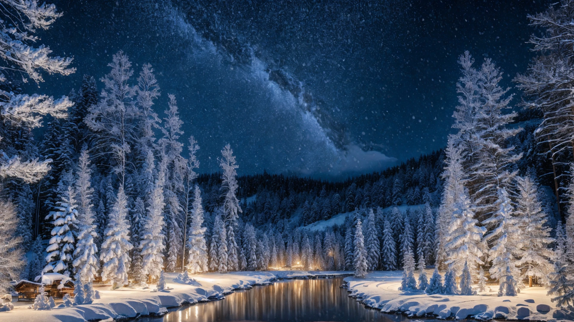 snow, snowing, night, forest, lake, deep snow, wilderness, nature, <lora:snowbound:0.8>, snowbound, high quality, highres, masterpiece, best quality, 8k, intricate, detailed, <lora:add_detail:0.6>