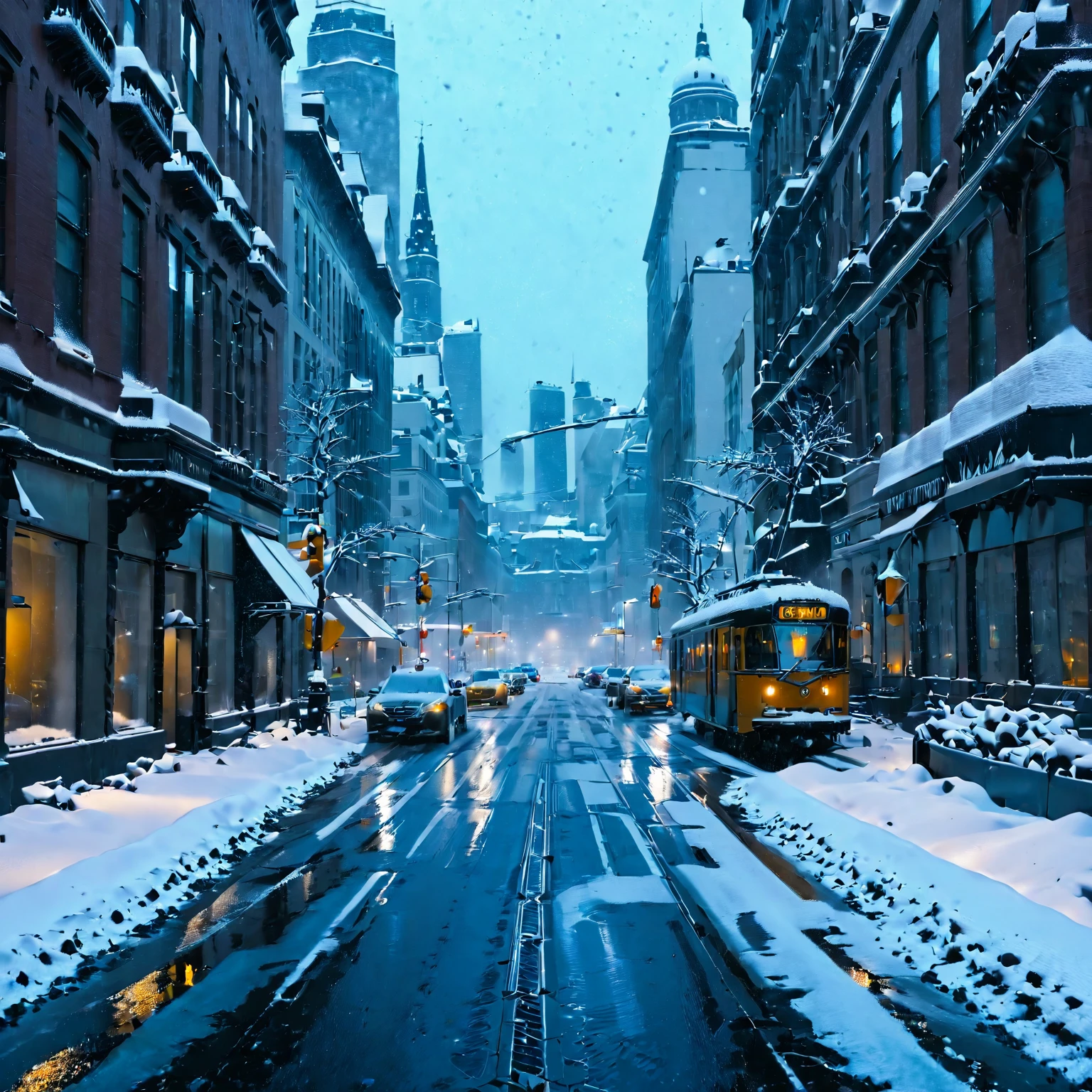 snow, snowing, city, street, cars, day, <lora:Snowbound-SDXL:1>, snowbound, BREAK score_9, score_8_up, score_7_up, best quality, masterpiece, 4k, prefect lighting, very aesthetic, zPDXL2