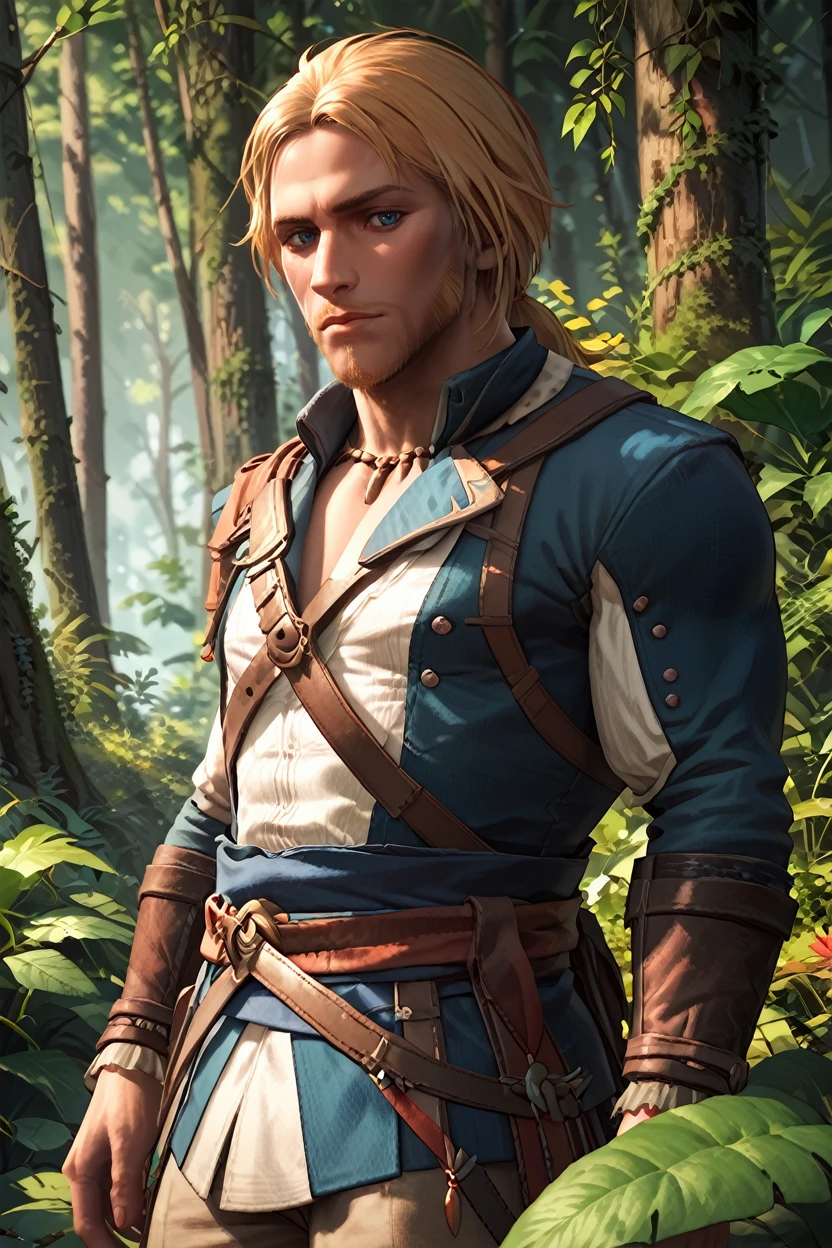 score_9, score_8_up, score_7_up, score_6_up
<lora:ACEdward:1.0>
ACEdward, 1boy, blonde hair, blue eyes, beard, looking at viewer, standing amidst towering redwood trees in a lush forest