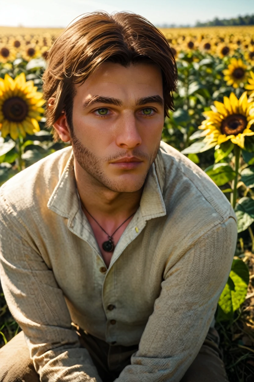 score_9, score_8_up, score_7_up, score_6_up
<lora:ACJacob:1.0>
ACJacob, 1boy, brown hair, green eyes, looking at viewer, sitting in a sunflower field, looking up, sunlight