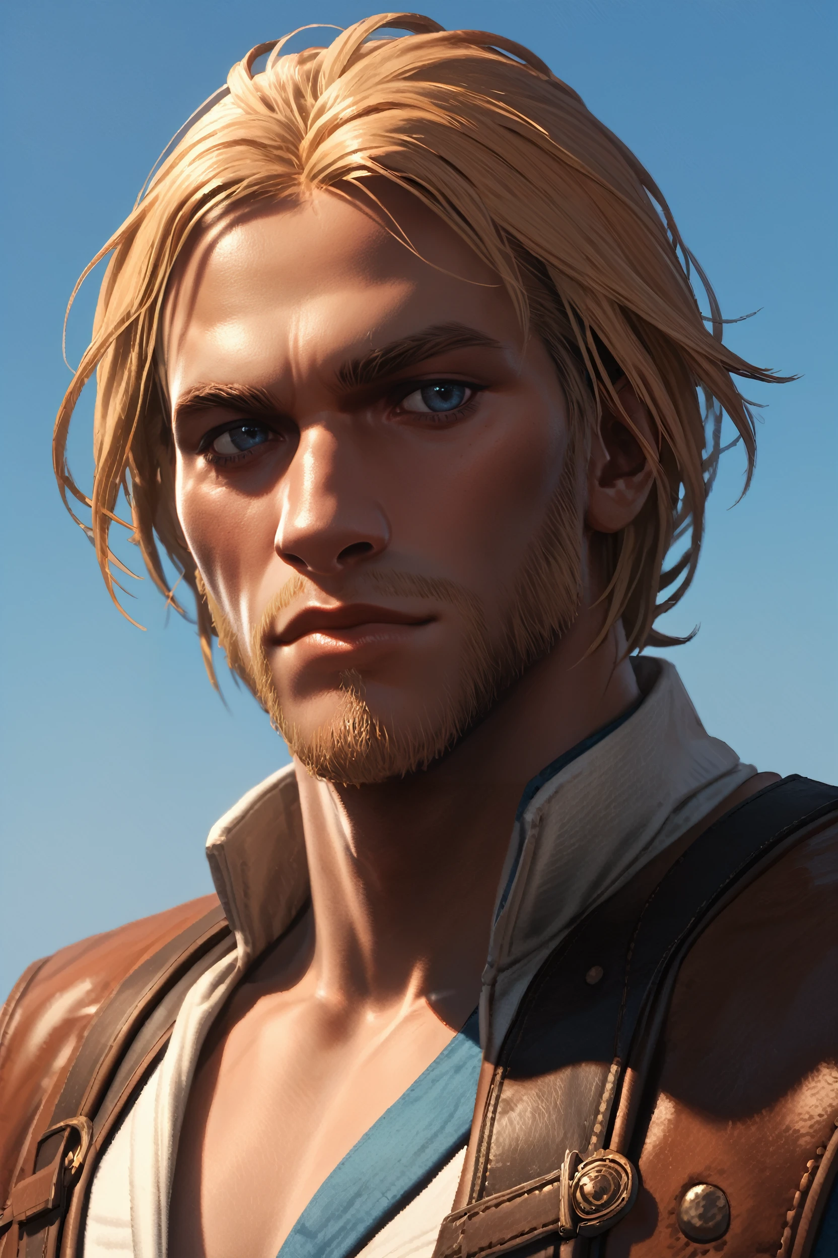 score_9, score_8_up, score_7_up, score_6_up
<lora:ACEdward:1.0>
ACEdward, 1boy, blonde hair, blue eyes, beard, looking at viewer, simple background, portrait