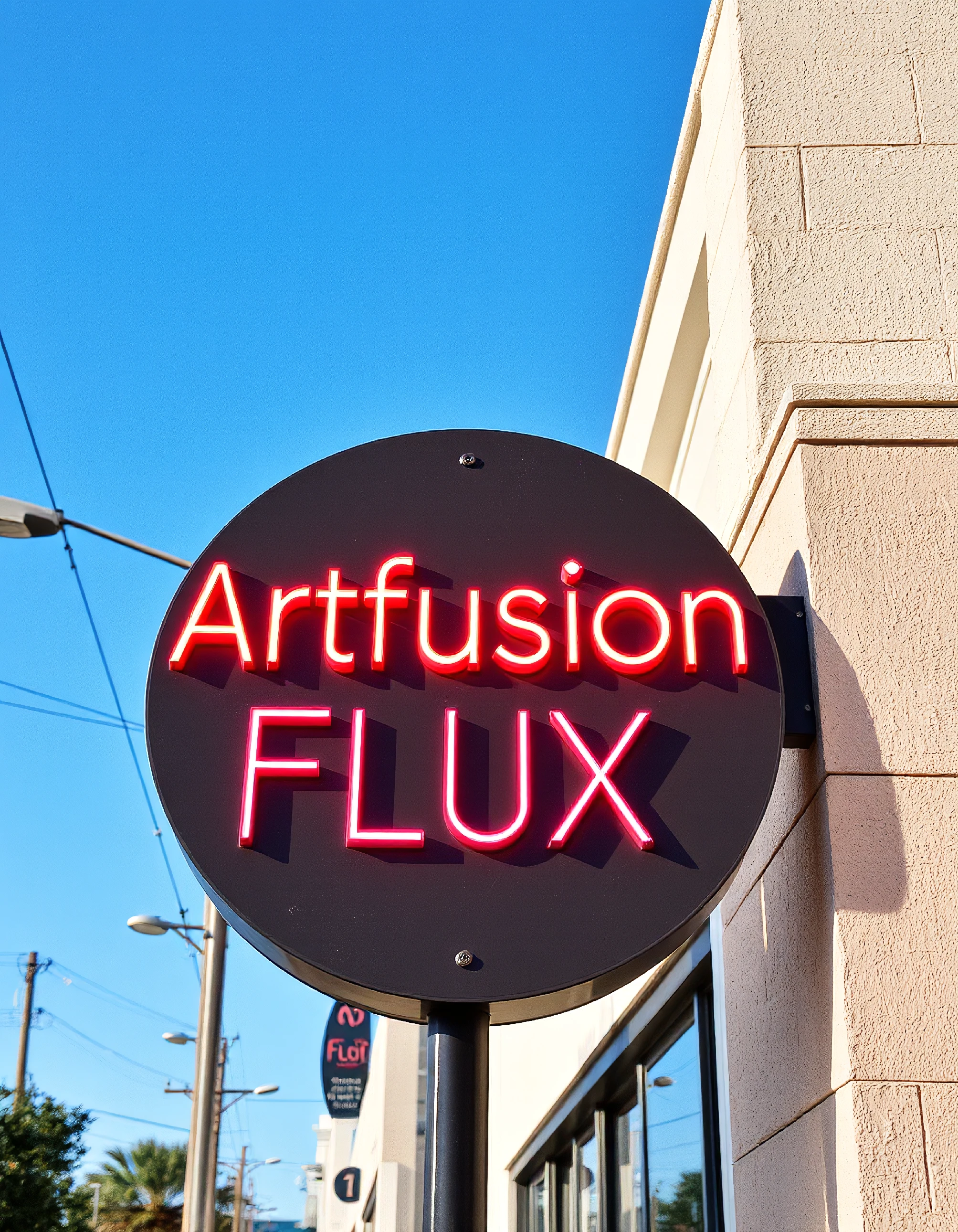a sign that says "Artfusion Flux"
