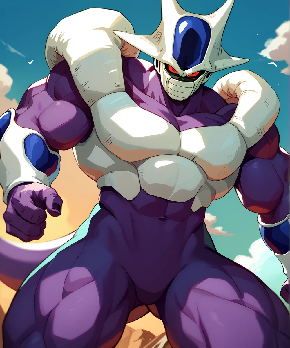 score_9, score_8_up, score_7_up,
<lora:Cooler_(Dragonball_Z)_(Pony)_(AD):1> Cooler, Dragonball Z, muscular, muscles, male focus, purple skin, colored skin, red eyes, no humans, tail, face mask, 
8K, In'ei, hiaroscuro, depth of field, volumetric lighting,
perfect hands, perfect proportions, 
anime style background, evil villain, indomitable, extreme perspective, supervillain, flawless unbeatable fighter, mid fight pose, warm lighting, perfect tail, red sclera, white bio armor, white bio armor chest armor, glowing solid red eyes, 
BREAK zPDXL, zPDXLxxx,