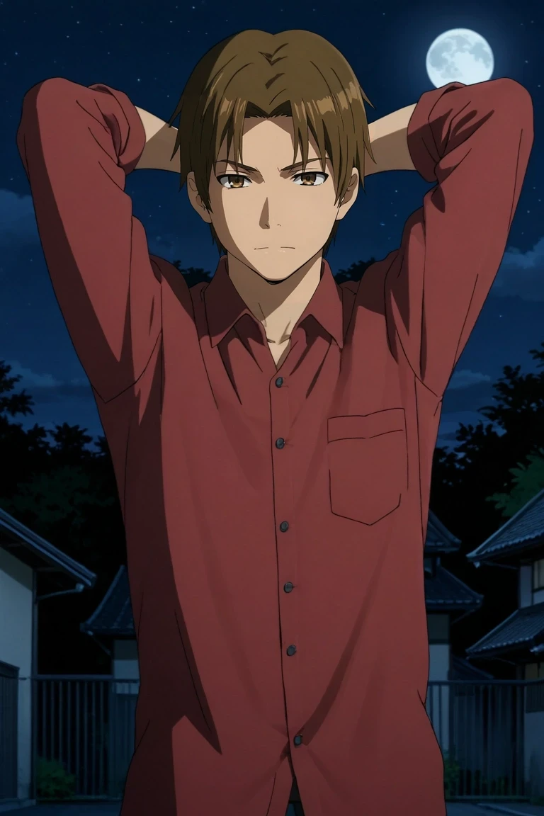 score_9, score_8_up, score_7_up, source_anime, rating_safe, intricate details, anime screencap, , , , , 1boy, solo, male focus, <lora:atsumu_matsuyuki_pony:0.78>, atsumu_matsuyuki, brown hair, brown eyes, short hair, bangs, full body, fuji mountain, night, full moon, arms behind head, wavy mouth, closed mouth, , <lora:sdxl_lightning_8step_lora:1>