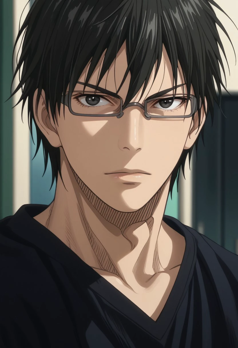 score_9, score_8_up, score_7_up, source_anime, rating_safe, ShoichiKB, black Shoichi hair, grey Shoichi glasses, black Shoichi eyes, 1boy, male focus, anime screencap,