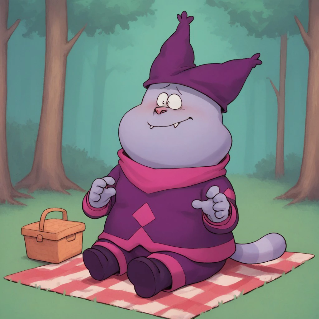 score_8, score_9, break, chowder_cn, hat, fang, tail, forest, sitting, picnic