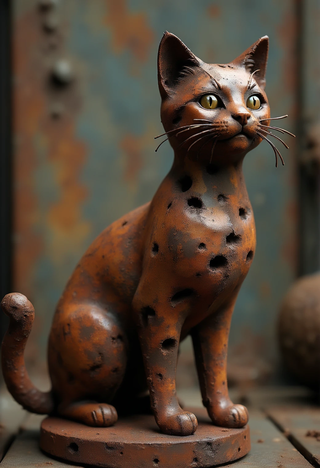 a cat made out of Jed-Rst, Rusty,  masterpiece, full of details   ,<lora:RustyStyle:0.8>