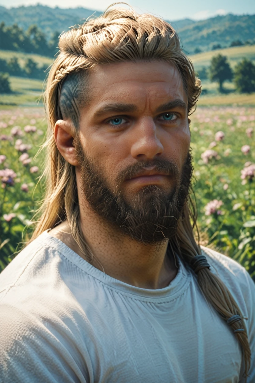 score_9, score_8_up, score_7_up, score_6_up
<lora:ACMEivor:1.0>
ACMEivor, 1boy, blonde hair, long hair, blue eyes, beard, looking at viewer, standing in a field of lavender, wearing a simple white shirt, soft pastel colors all around, calm and fragrant environment, gentle breeze