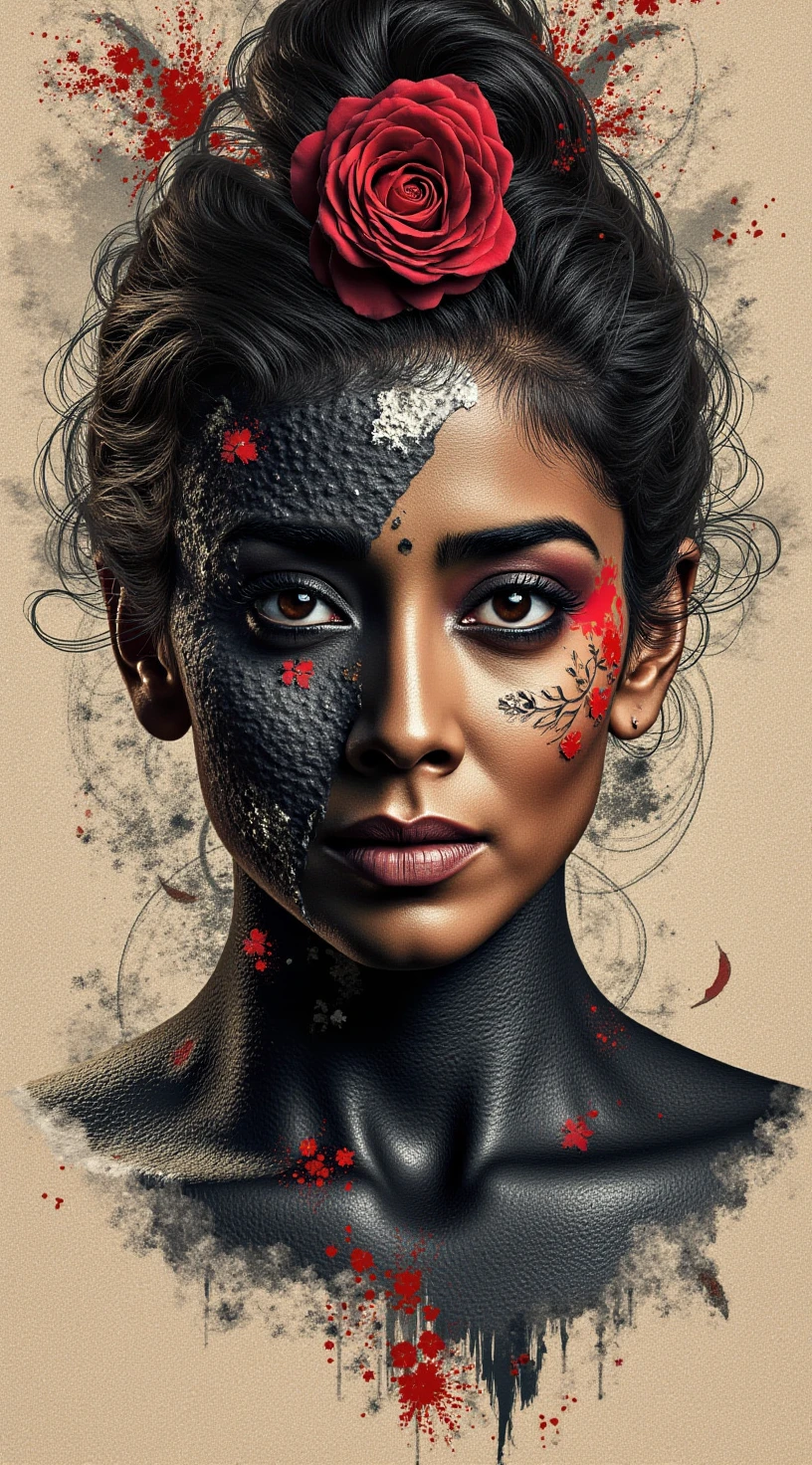 close up face of female character xshriya  as a artwork in black, white and red, light-focused
<lora:xshriya_lora:1.5>