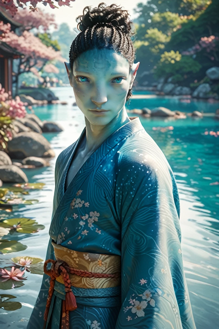 score_9, score_8_up, score_7_up, score_6_up
<lora:AvAonung:1.0>
AvAonung, 1boy, solo, black hair, blue skin, blue eyes, looking at viewer, dressed in a kimono, standing gracefully in a serene Japanese garden