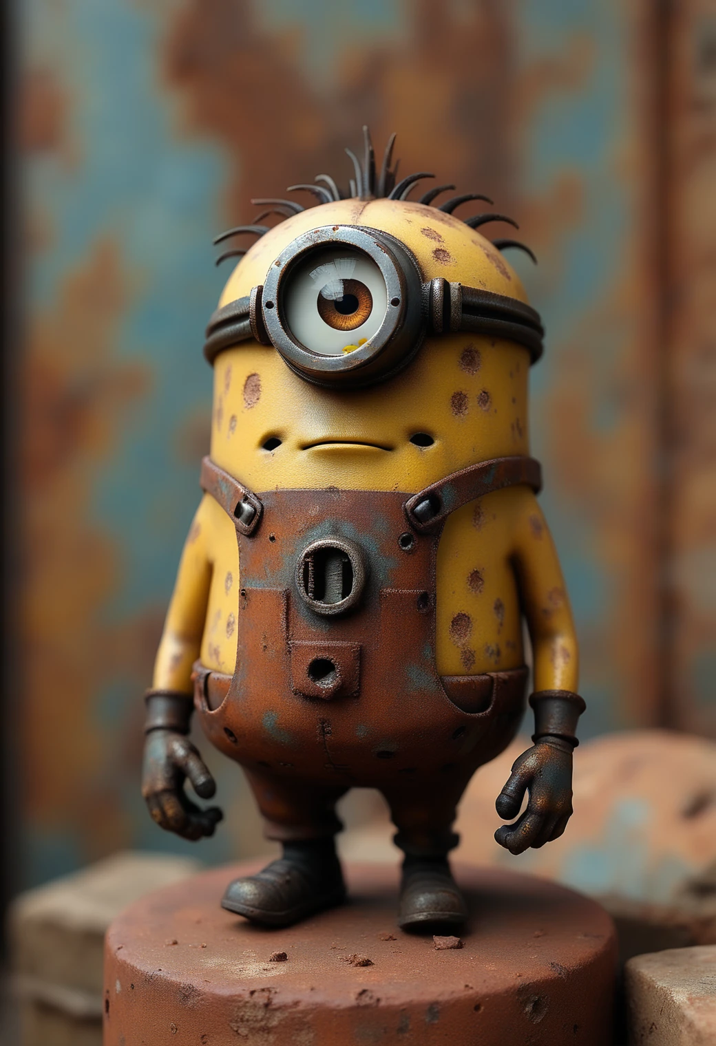 a minion made out of Jed-Rst, Rusty,  masterpiece, full of details   ,<lora:RustyStyle:0.8>