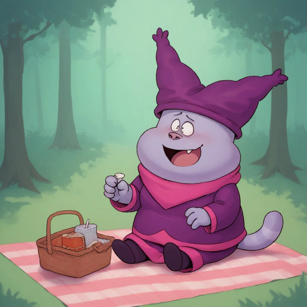 score_8, score_9, break, chowder_cn, hat, fang, tail, forest, sitting, picnic