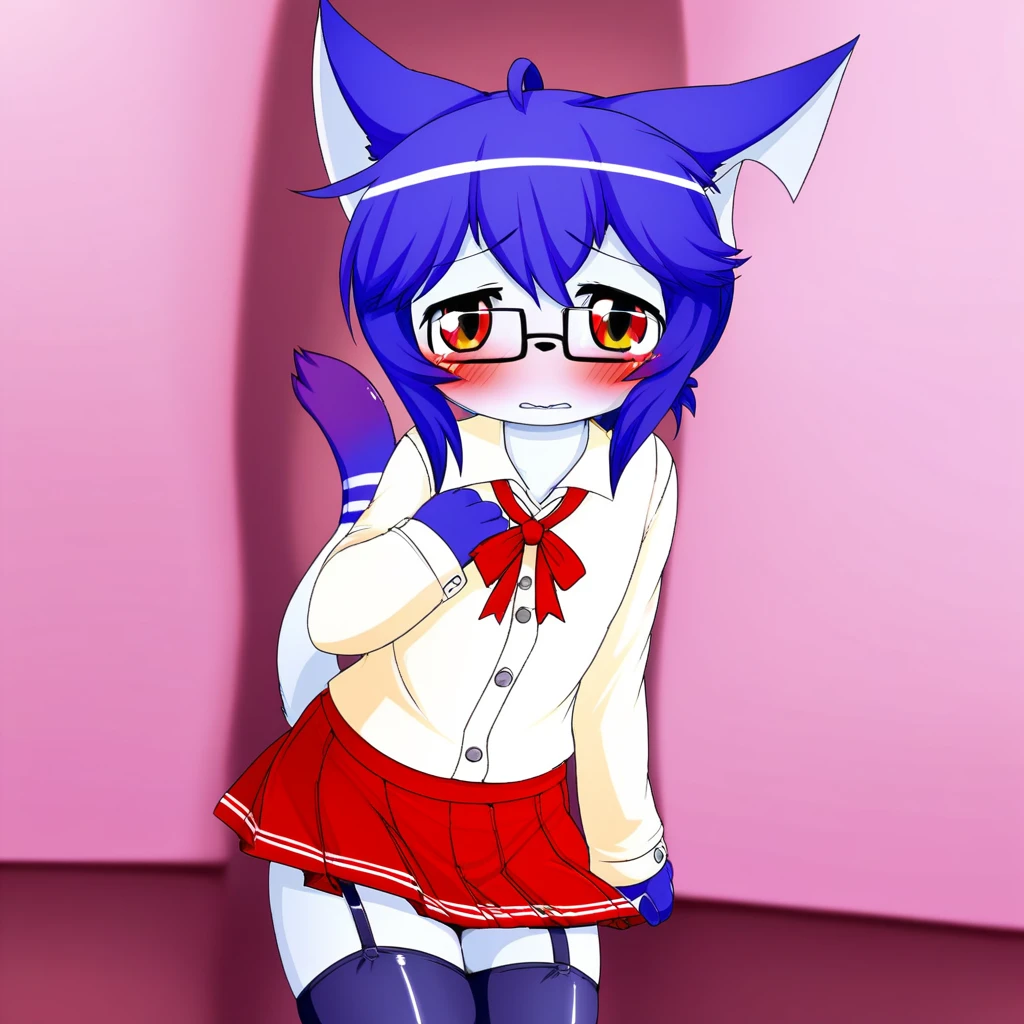 boy, yellow rabbit, furry, bodyfur, tail, collar, bra, bottomless, gloves, boots, chibi, sparkling eyes, idol, hair bow, happy, full body, femboy, penis, testicles, classroom, spread legs, handjob
