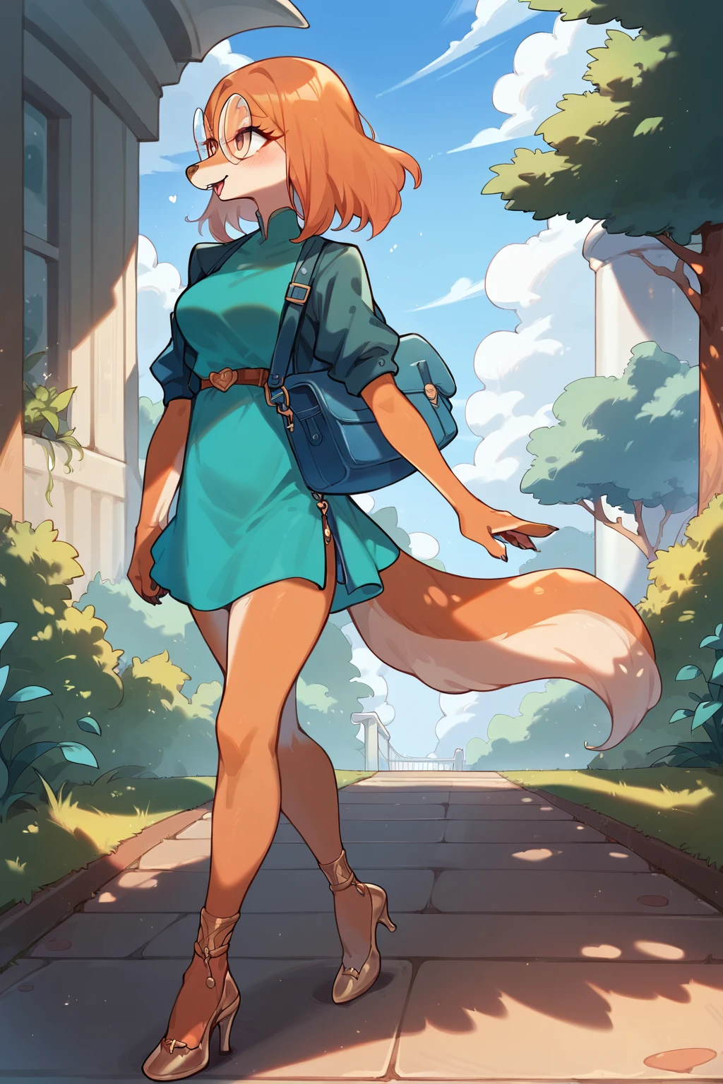 score_9, score_8_up, score_7_up,
((best quality)), absurdres,
<lora:SukiLanePXL:1> sukilanepxl, anthro, 1girl, teal dress, teal jacket, high heels,
full body, nude, walking, meadow,,
<lora:Smooth Anime Style LoRA XL:0.7> Smooth, Anime, <lora:Expressive_H:1> Expressiveh,