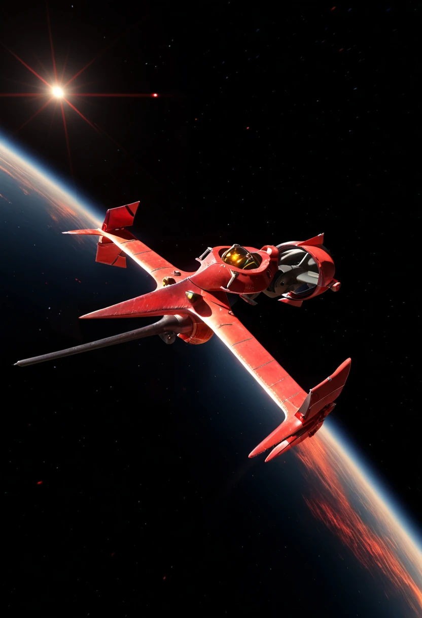 7-swordfish flying through space, red  [reflections, accurate lighting, shadows, realistic, high quality photo, 4k, hd,]