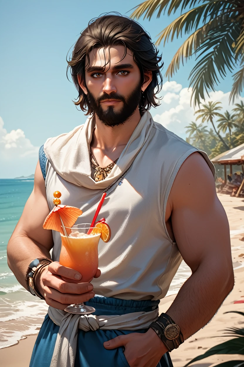 score_9, score_8_up, score_7_up, score_6_up
<lora:ACMBasim:1.0>
ACMBasim, 1boy, black hair, brown eyes, beard, looking at viewer, at a beach, holding a cocktail, palm trees, sand, ocean