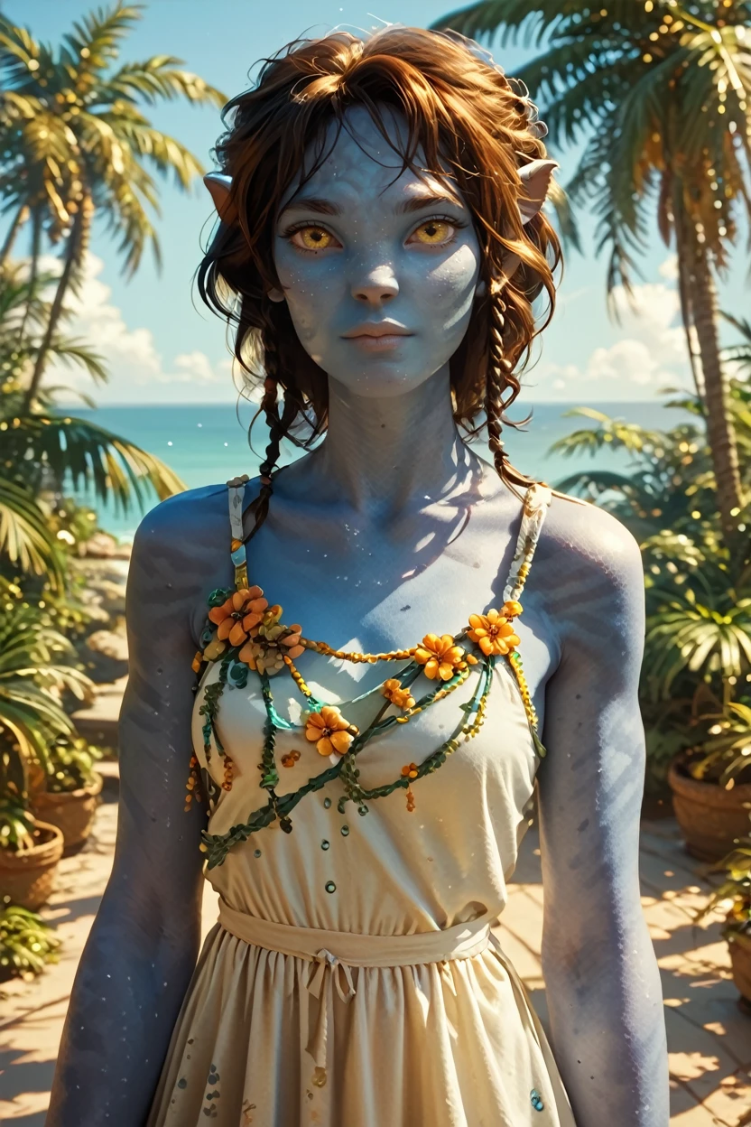 score_9, score_8_up, score_7_up, score_6_up
<lora:AvKiri:1.0>
AvKiri, 1girl, brown hair, blue skin, yellow eyes, looking at viewer, on a tropical island, sundress, palm trees