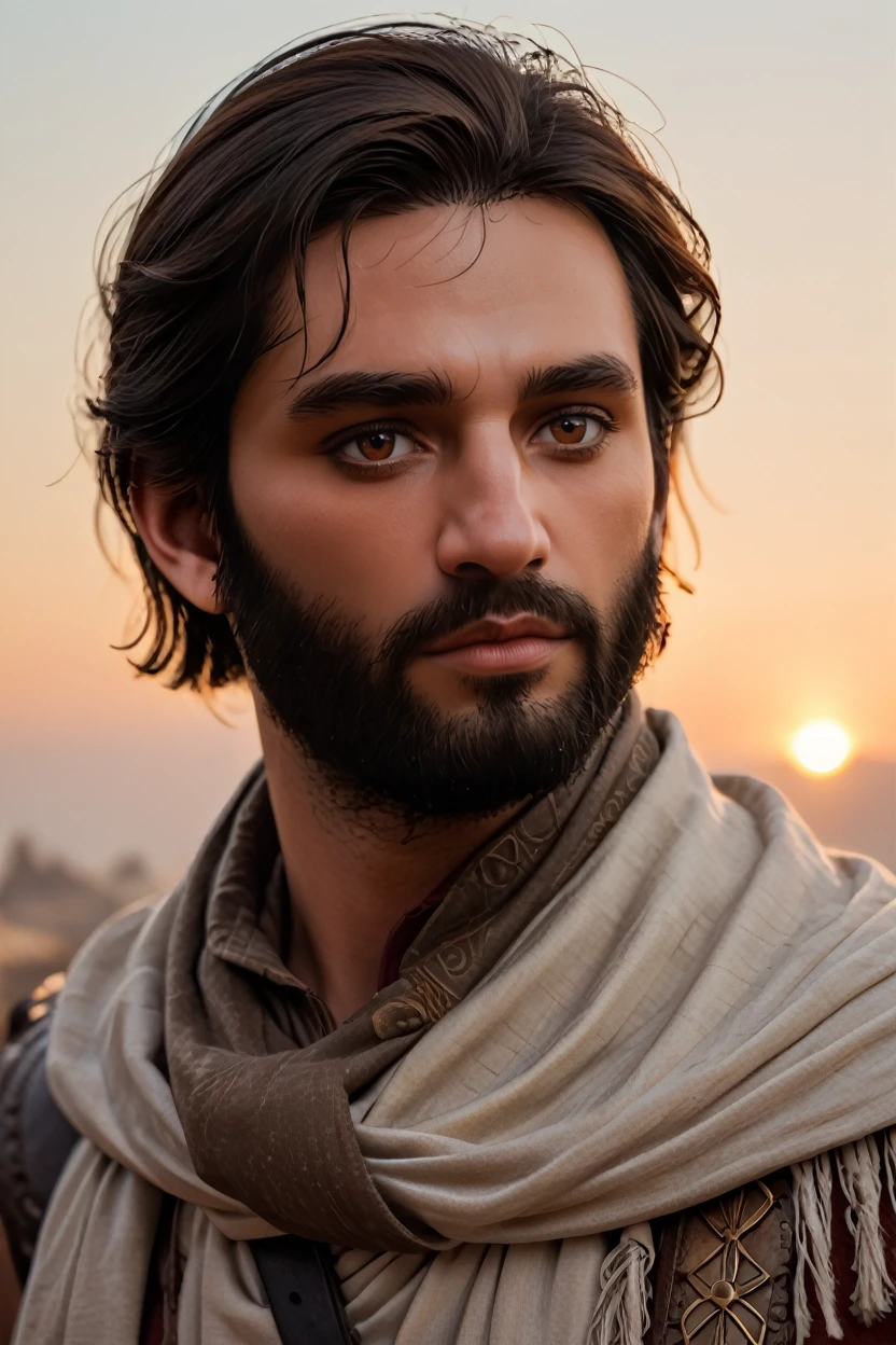 score_9, score_8_up, score_7_up, score_6_up
<lora:ACMBasim:1.0>
ACMBasim, 1boy, black hair, brown eyes, beard, looking at viewer, in front of dramatic sunset