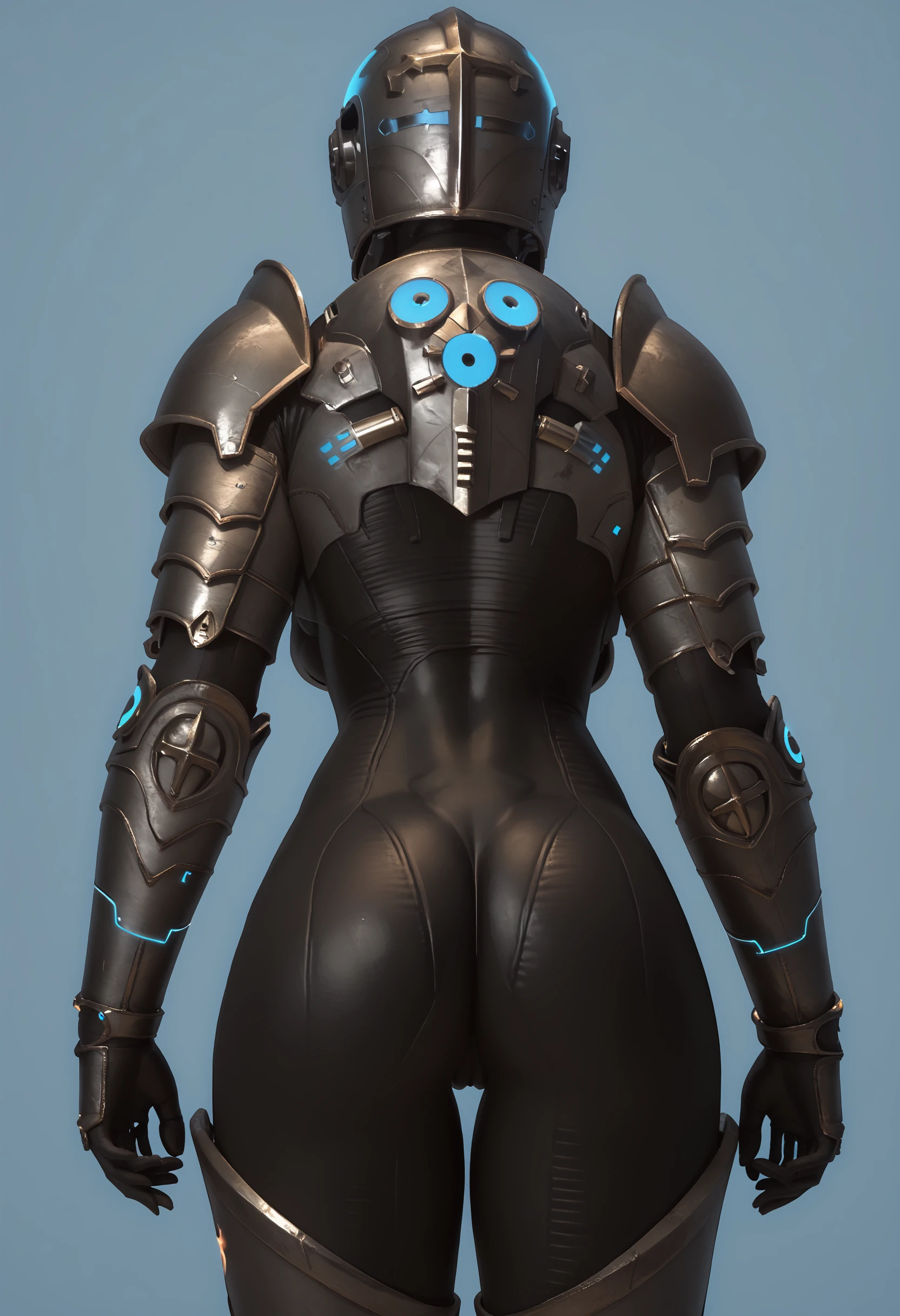 score_9, score_8_up, score_7_up, score_6_up, score_5_up, score_4_up, 1girl, <lora:HellgateTemplarF2:0.85> solo, breasts, bodysuit, black bodysuit, shoulder armor, breastplate, armor, skin tight, helmet, standing, ass, large ass, 
light blue background, simple background, 3d, render,