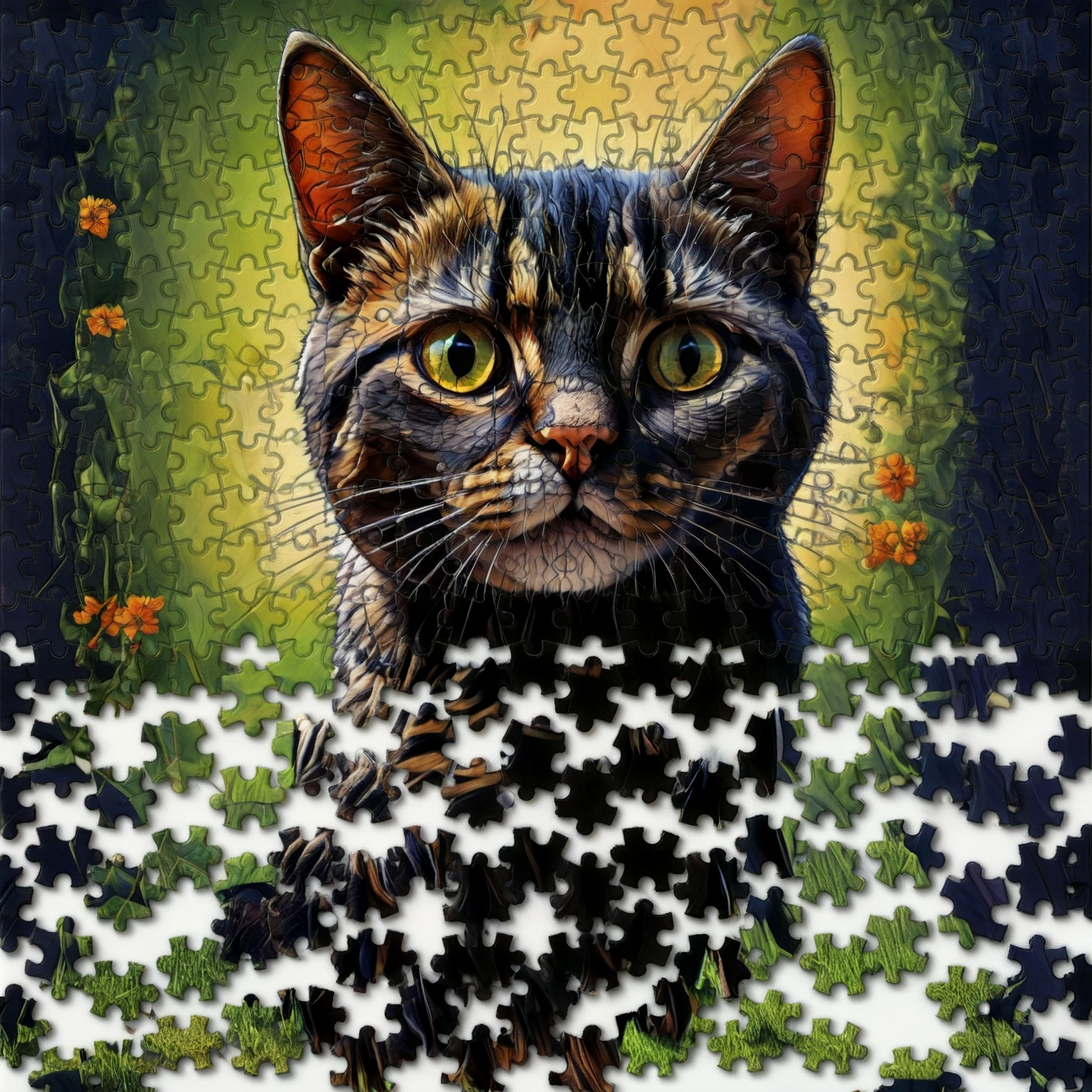 Highly detailed. 

A cat.

Jigsaw fragments.

<lora:JSFragments01-00_CE_SDXL_128OT:0.8>