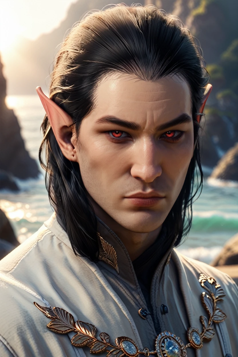 score_9, score_8_up, score_7_up, score_6_up
<lora:BGCazador:1.0>
BGCazador, 1boy, black hair, red eyes, pointy ears, looking at viewer, close-up portrait, golden hour sunlight, soft ocean breeze, male model with tousled hair, deep blue eyes, standing on the shoreline, waves crashing in the background, intense gaze, warm tones