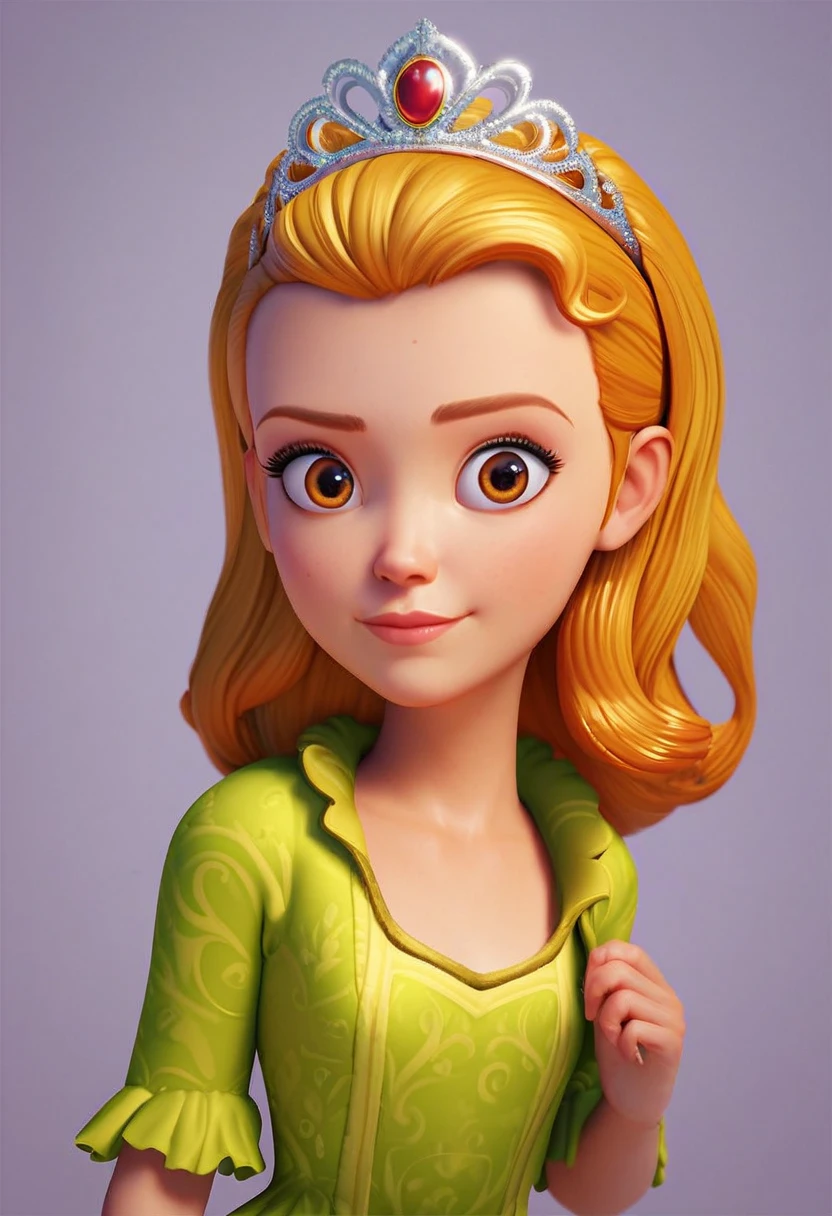 score_9, score_8_up, score_7_up, score_6_up, 1girl, solo, Princess_Amber, blond hair, brown eyes, tiara, dress, detailed eyes, perfect face, perfect eyes, beautiful eyes, petite body, standing, dynamic posing, light smile, simple background, dynamic angle,