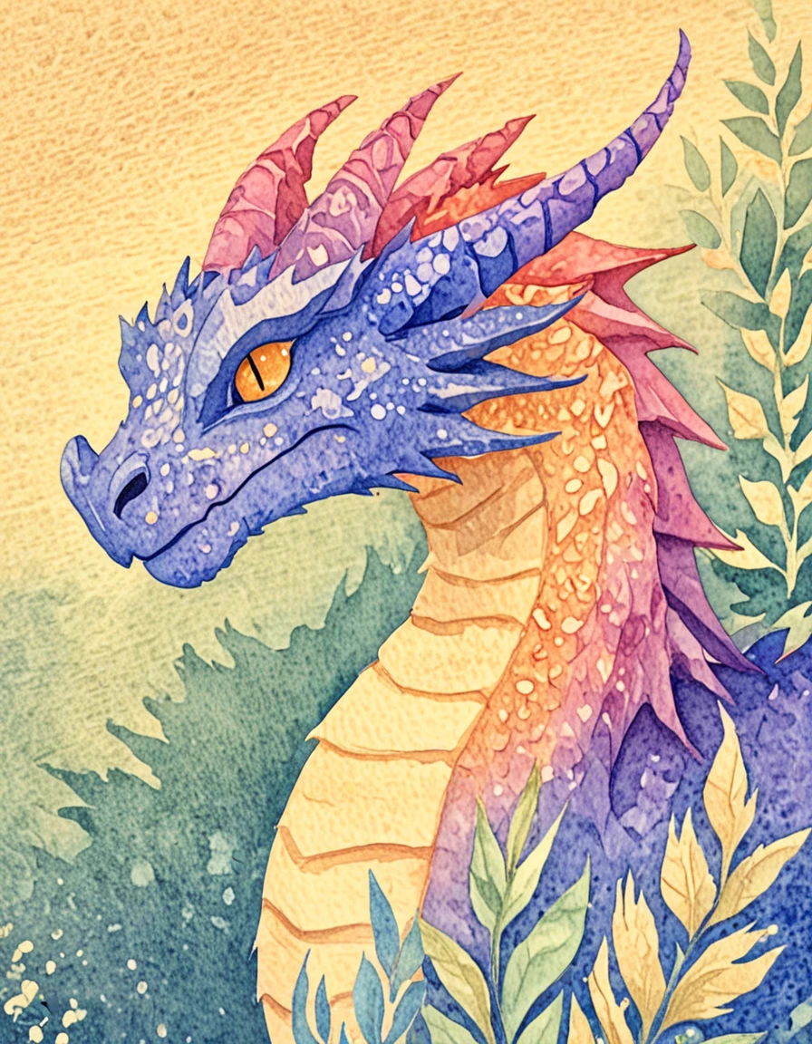 novuschroma75 style watercolor dragon  <lora:novuschroma75 style:1>, <lora:sdxl_lightning_8step_lora:1>