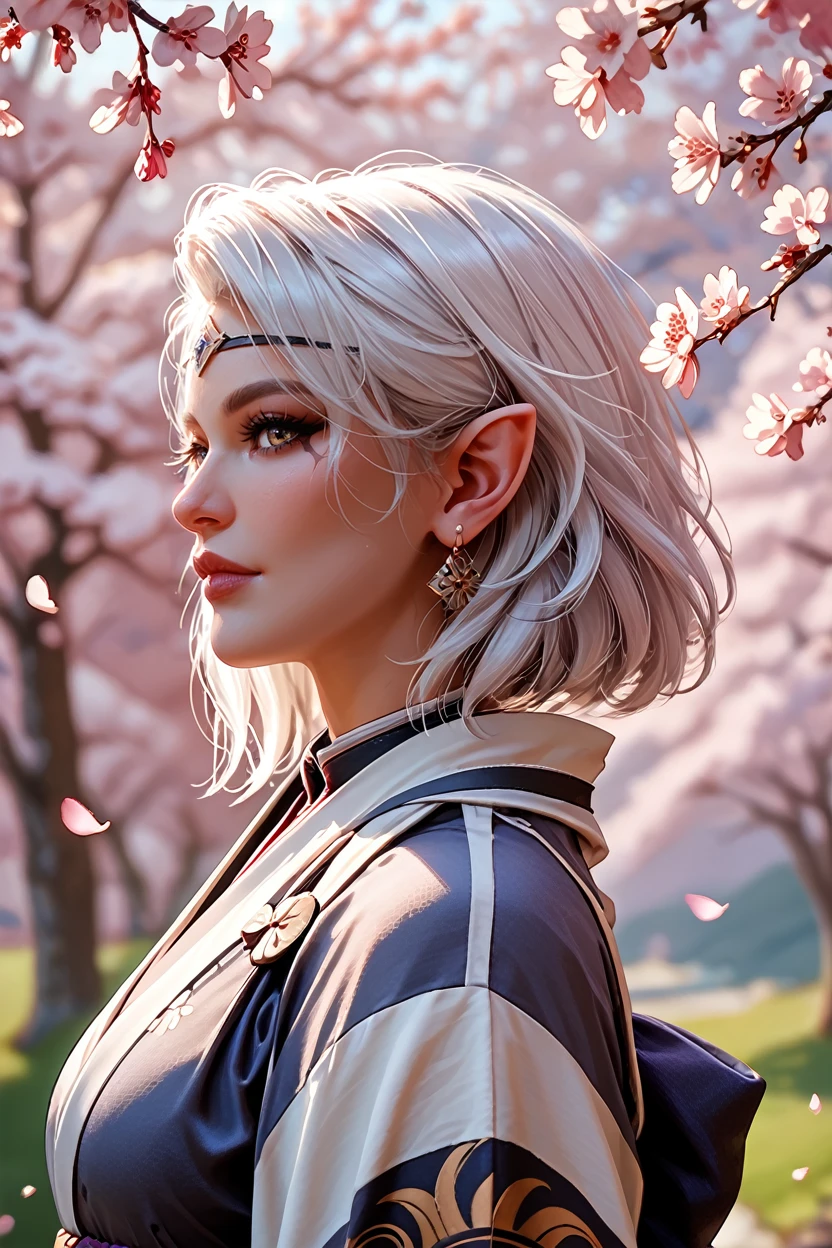 score_9, score_8_up, score_7_up, score_6_up
<lora:BGIsobel:1.0>
BGIsobel, 1girl, white hair, pointy ears, make up, looking at viewer, profile view of a model, traditional Japanese kimono, serene Zen garden, cherry blossoms in the background, soft ambient light