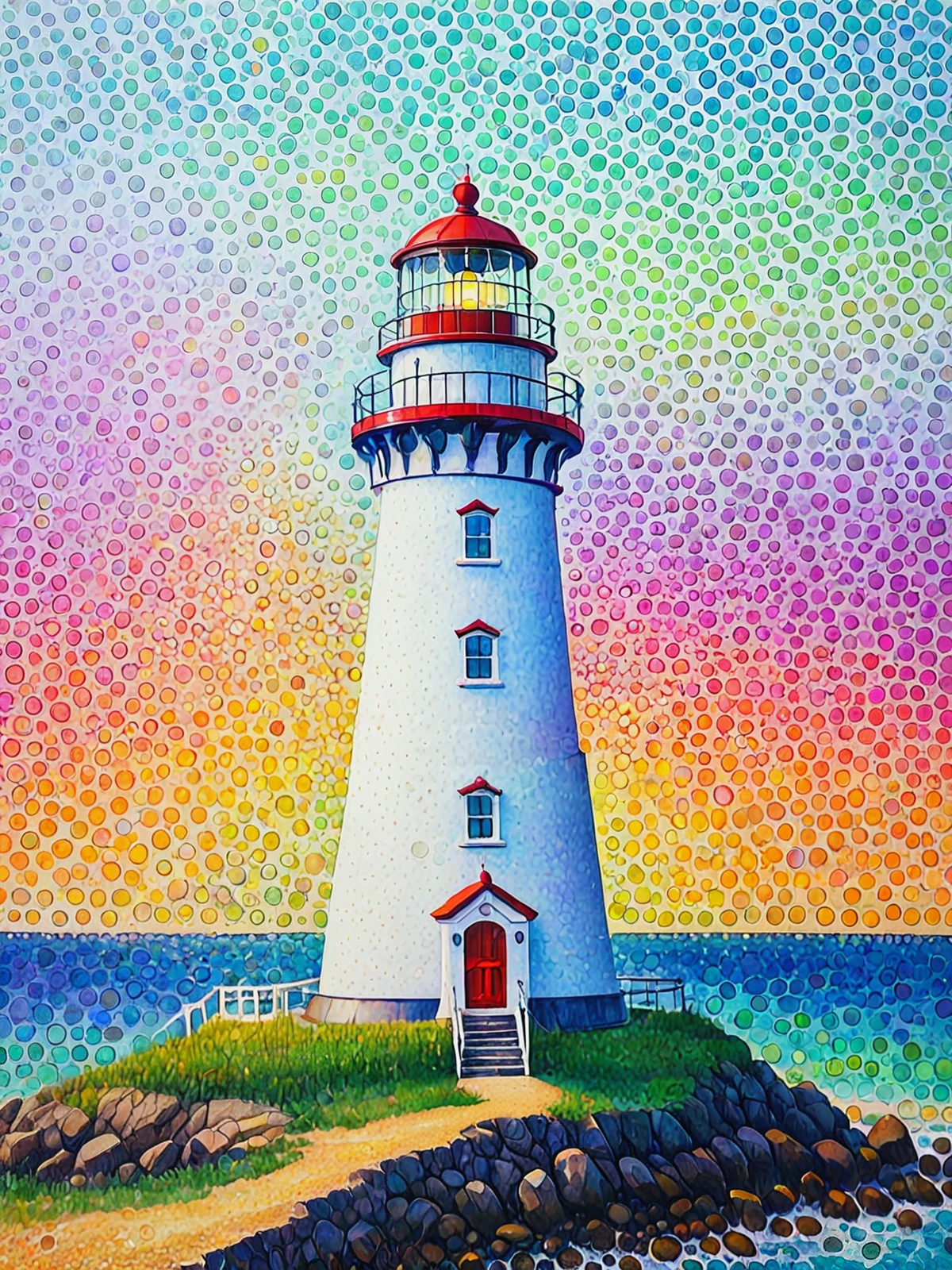 Lighthouse. 

Vivid Pointillism. Coarse detail. 

<lora:Pointillistic01-01_CE_SDXL_96:1.2>
