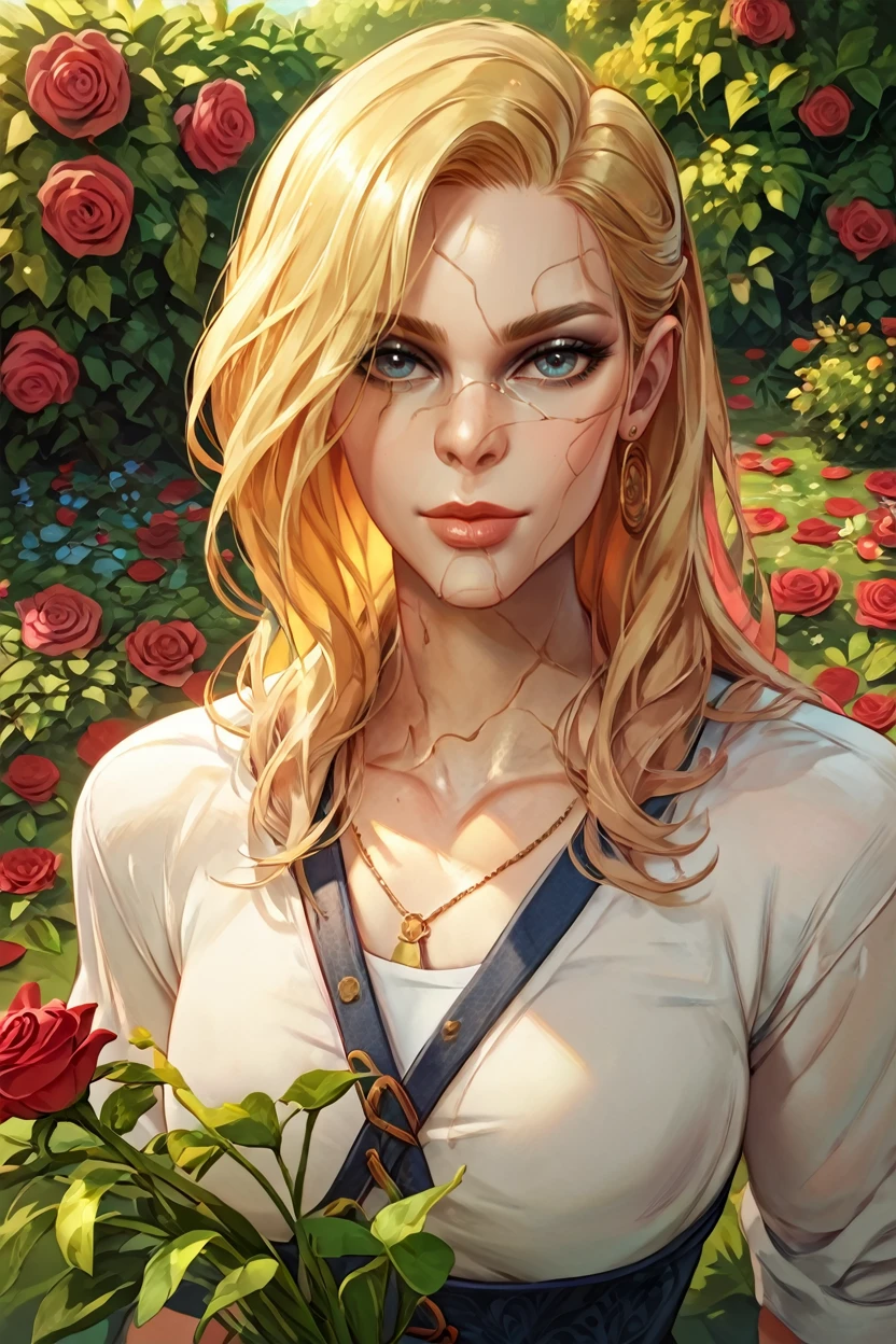 score_9, score_8_up, score_7_up, score_6_up
<lora:BGDameAylin:1.0>
BGDameAylin, 1girl, blonde hair, cracked skin, long hair, looking at viewer, rose garden, gardening, floral background